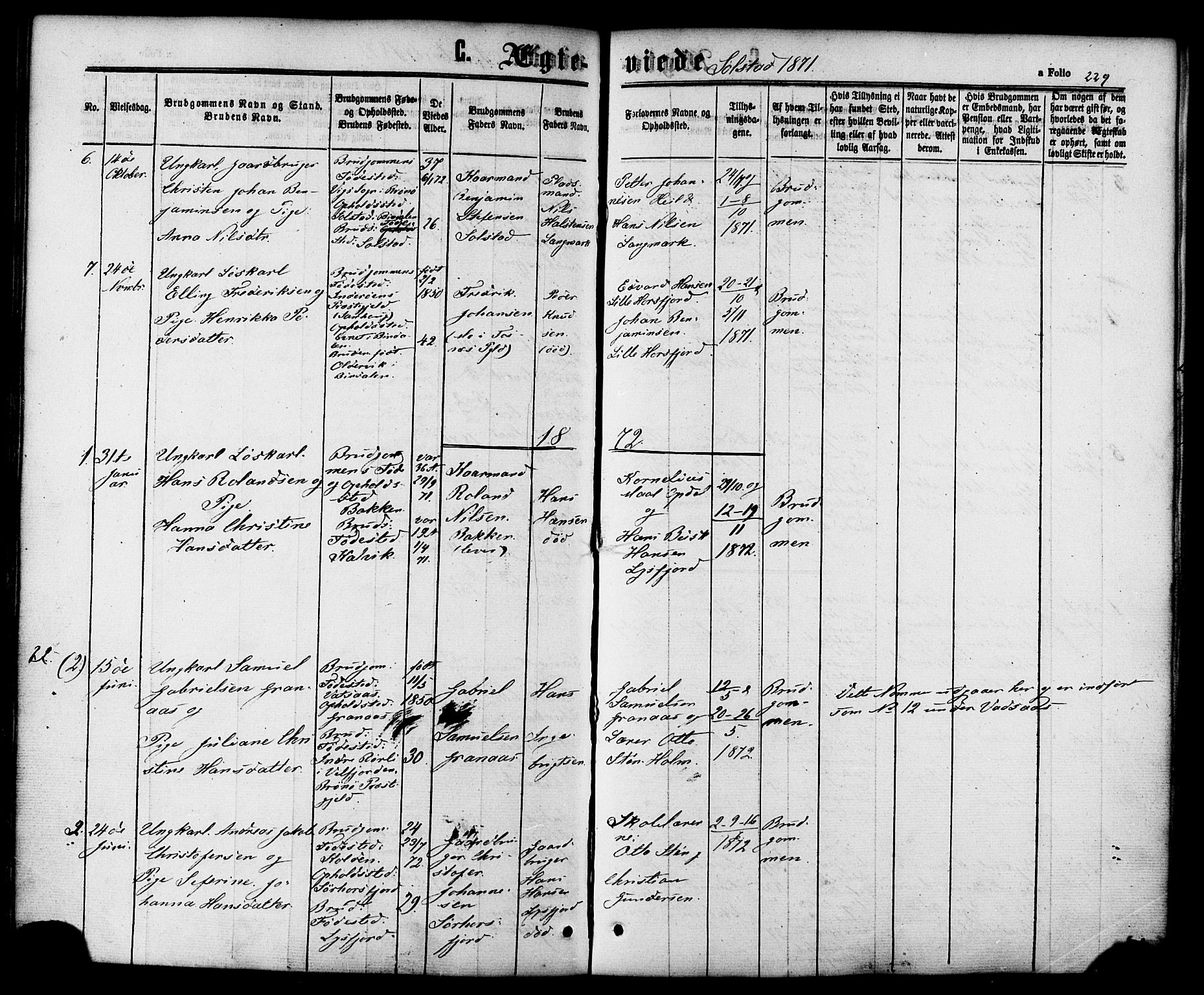 Ministerialprotokoller, klokkerbøker og fødselsregistre - Nordland, AV/SAT-A-1459/810/L0147: Parish register (official) no. 810A08 /2, 1862-1874, p. 229