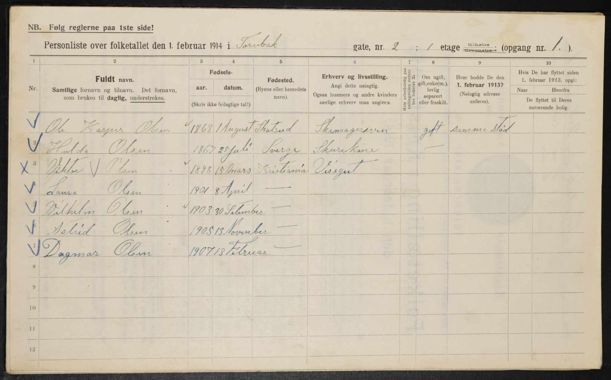 OBA, Municipal Census 1914 for Kristiania, 1914, p. 115838