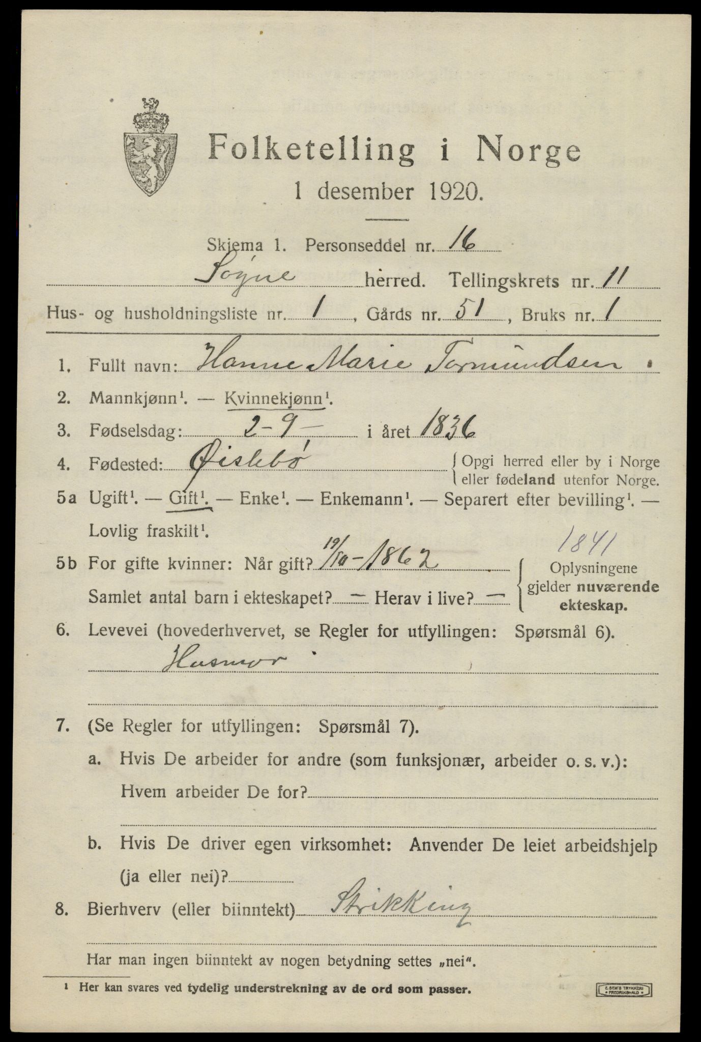 SAK, 1920 census for Søgne, 1920, p. 5629