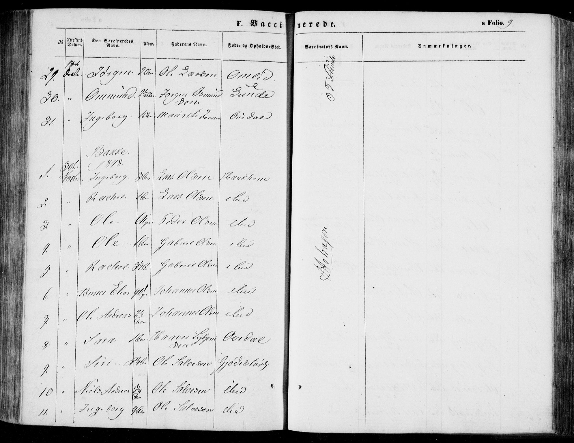 Bakke sokneprestkontor, SAK/1111-0002/F/Fa/Faa/L0005: Parish register (official) no. A 5, 1847-1855, p. 9