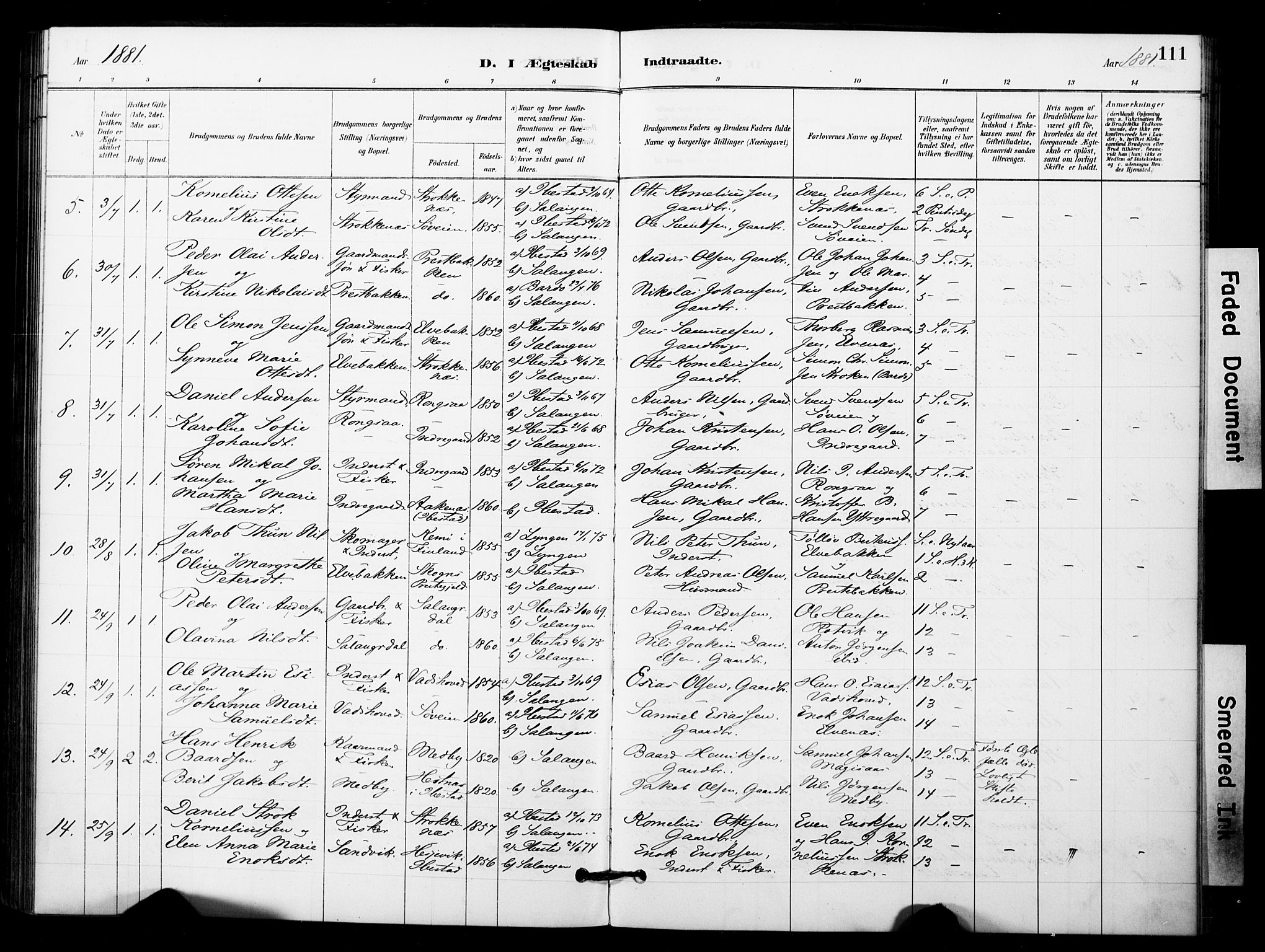 Ibestad sokneprestembete, SATØ/S-0077/H/Ha/Haa/L0014kirke: Parish register (official) no. 14, 1880-1887, p. 111