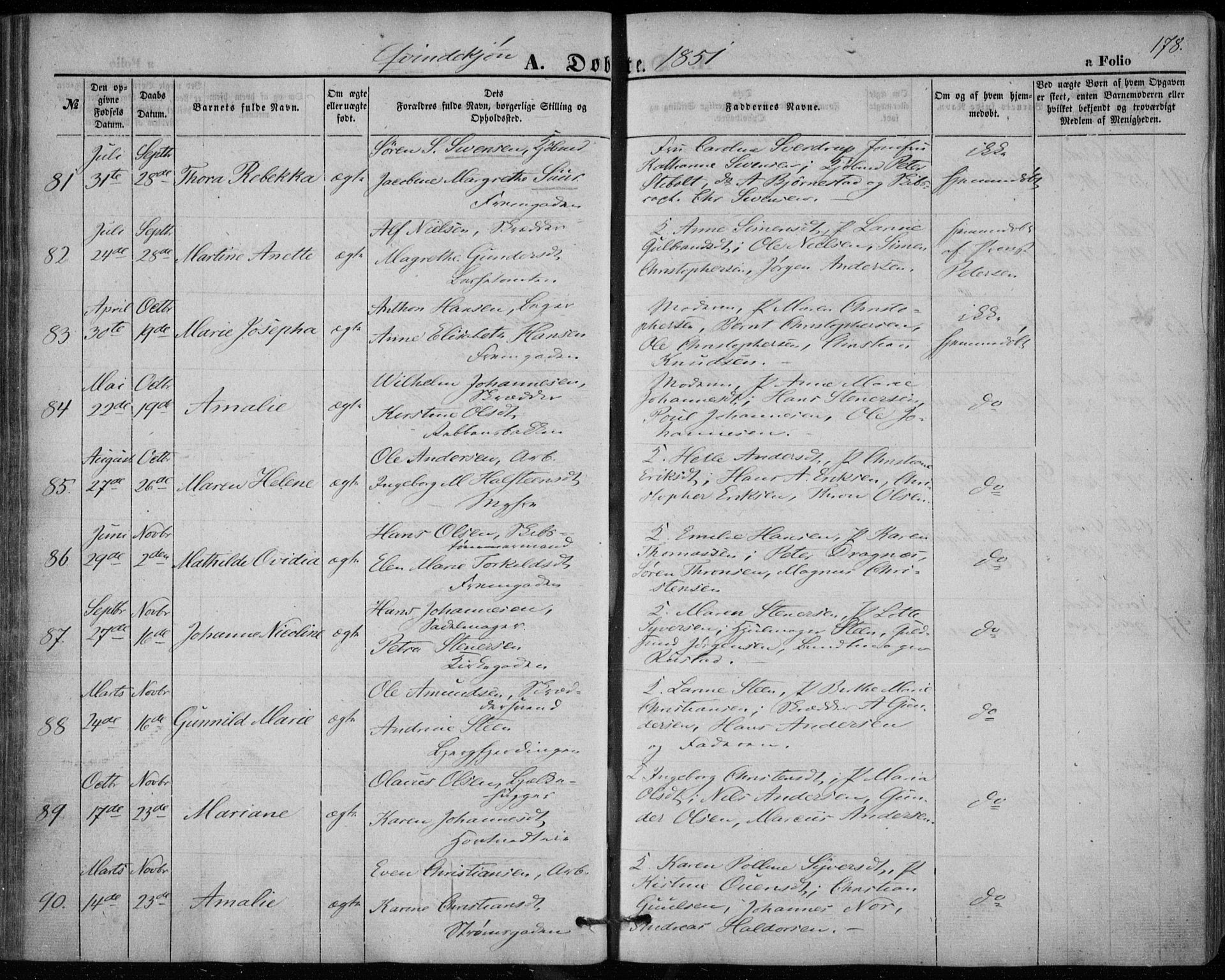 Bragernes kirkebøker, AV/SAKO-A-6/F/Fb/L0002: Parish register (official) no. II 2, 1848-1859, p. 178