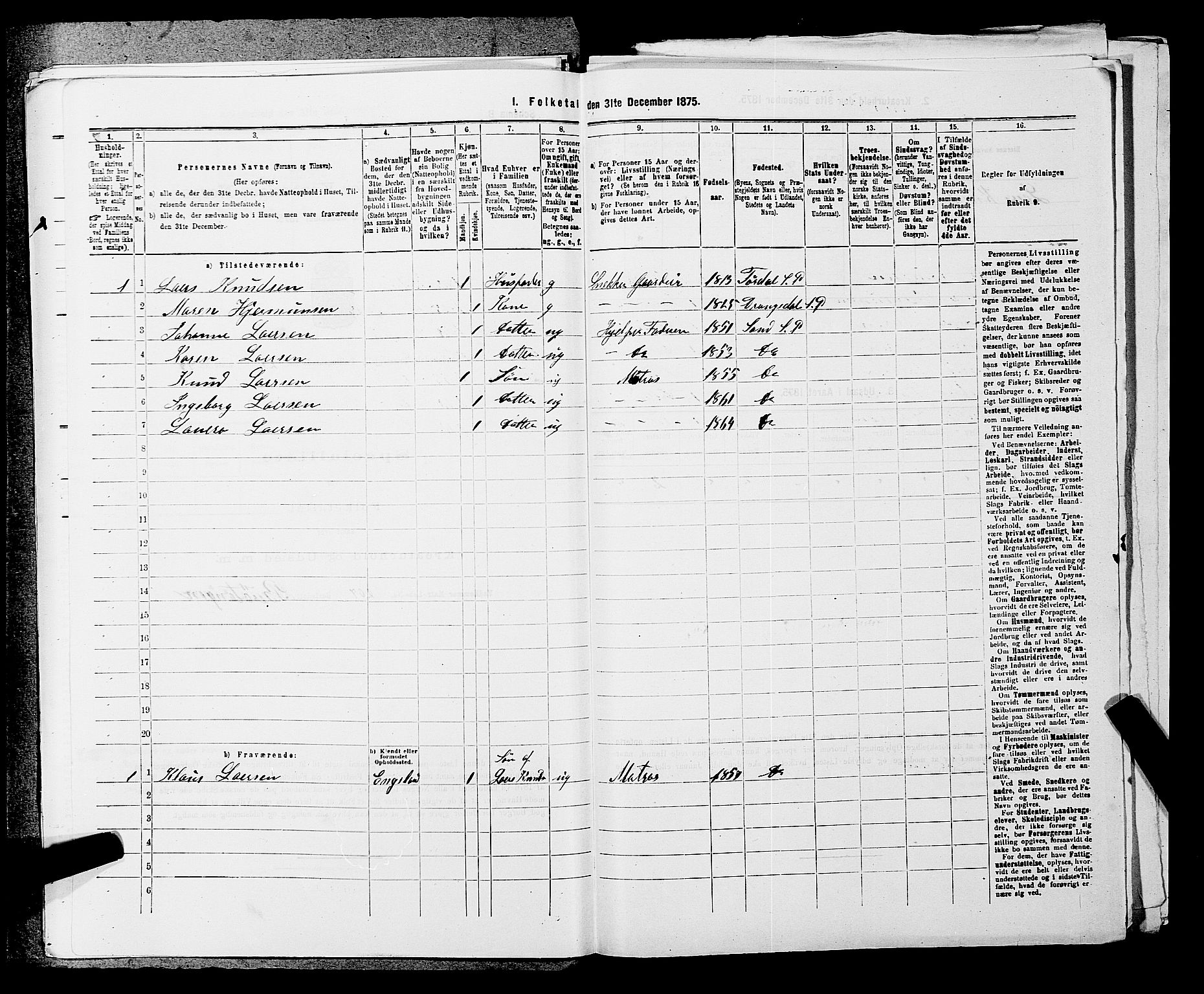 SAKO, 1875 census for 0816P Sannidal, 1875, p. 2005