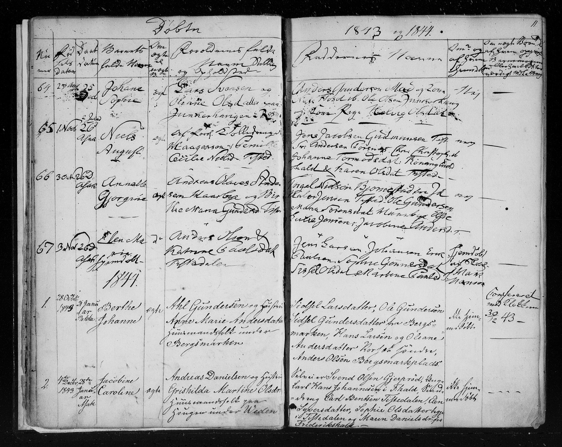 Berg prestekontor Kirkebøker, AV/SAO-A-10902/F/Fa/L0004: Parish register (official) no. I 4, 1843-1860, p. 11