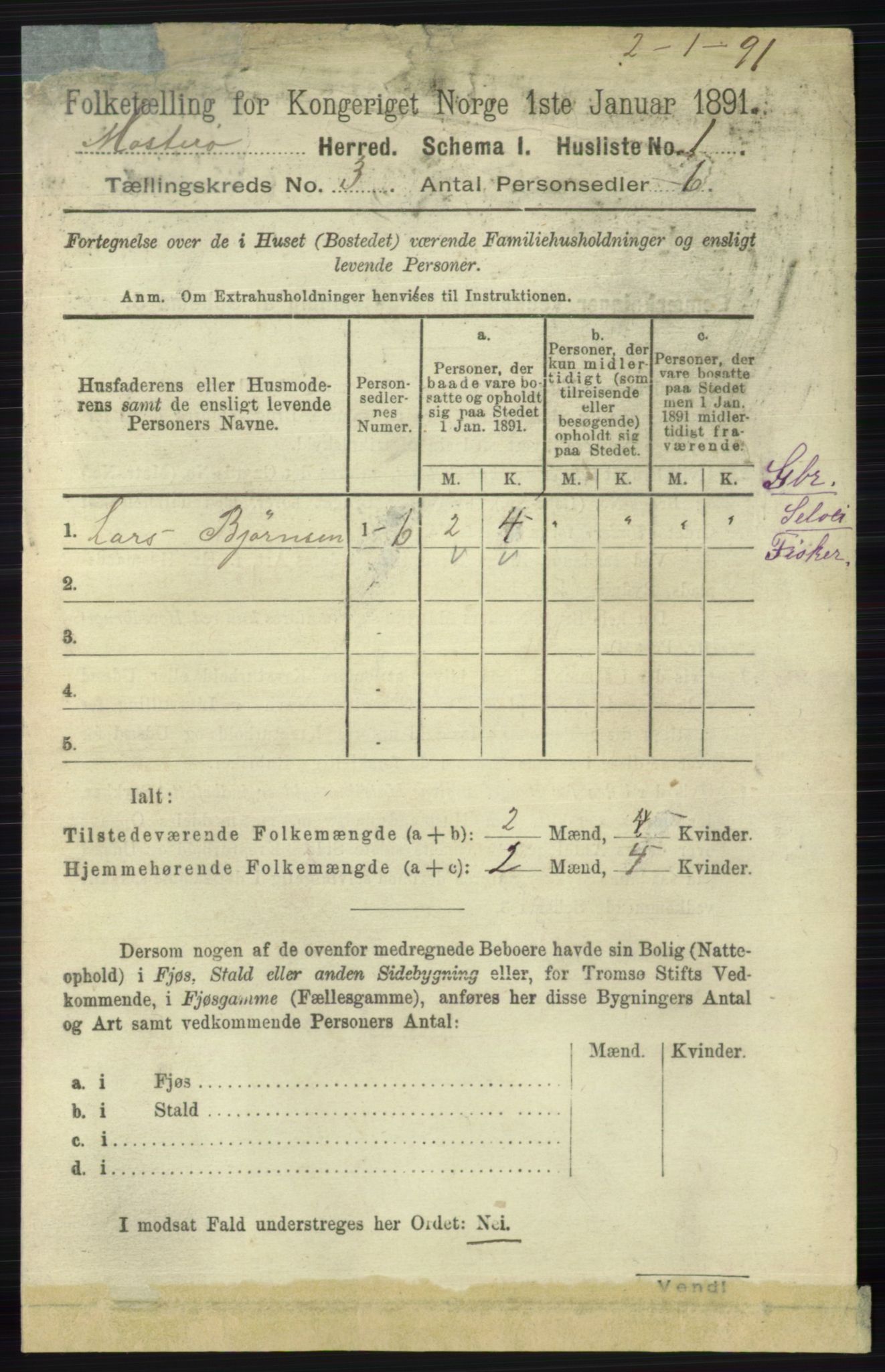 RA, 1891 census for 1143 Mosterøy, 1891, p. 916