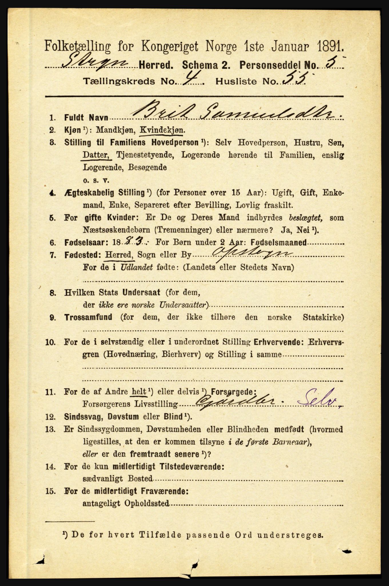 RA, 1891 census for 1448 Stryn, 1891, p. 1964