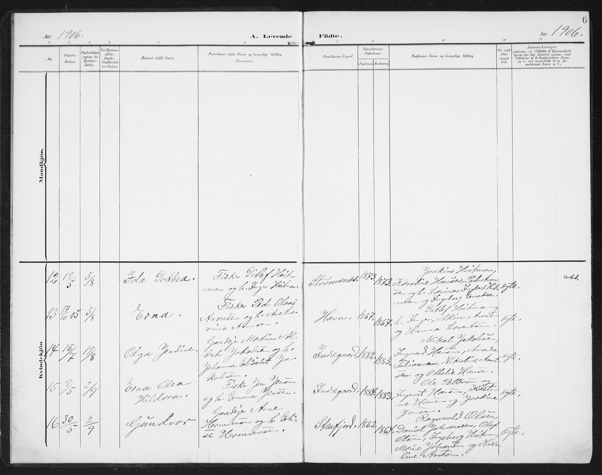 Berg sokneprestkontor, AV/SATØ-S-1318/G/Ga/Gaa/L0007kirke: Parish register (official) no. 7, 1906-1915, p. 6