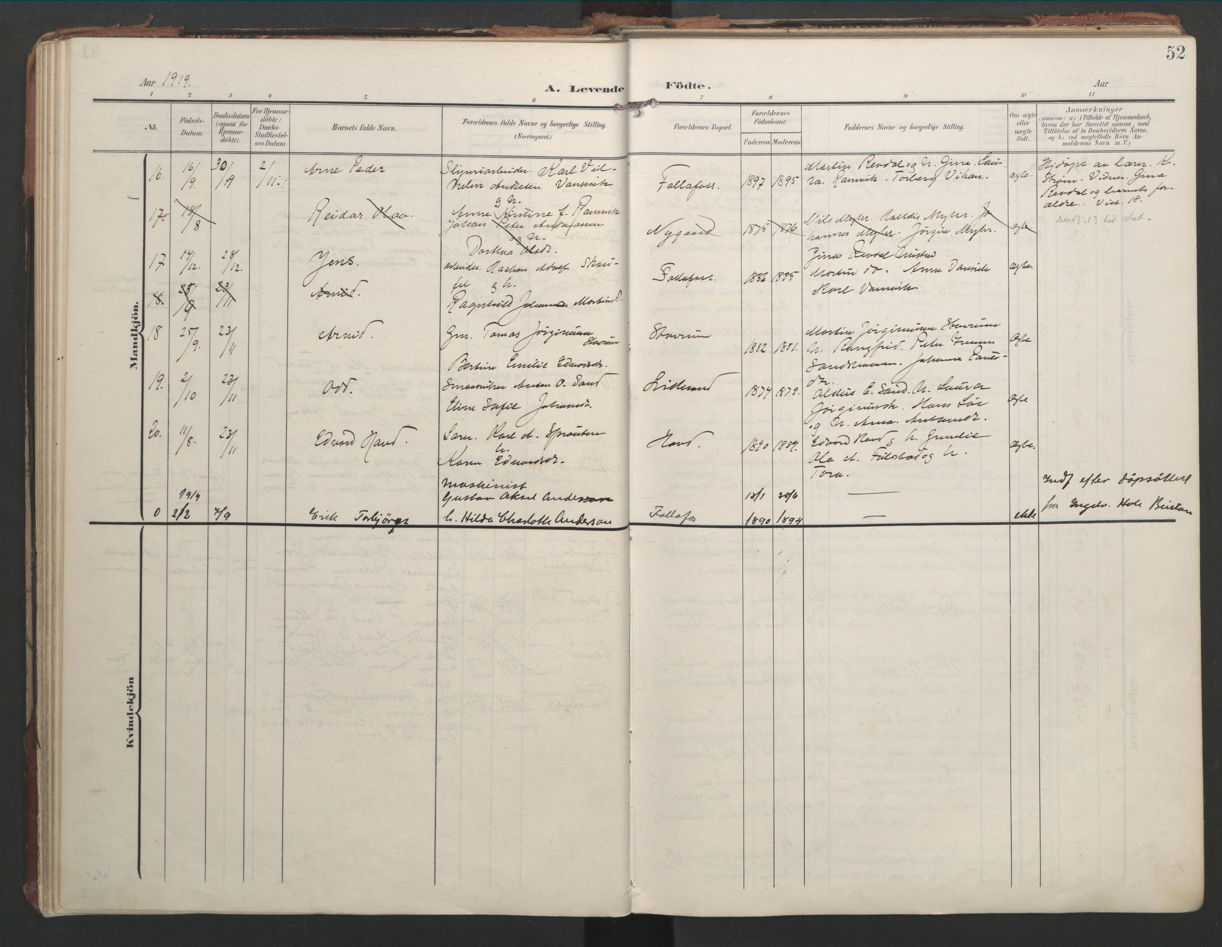 Ministerialprotokoller, klokkerbøker og fødselsregistre - Nord-Trøndelag, AV/SAT-A-1458/744/L0421: Parish register (official) no. 744A05, 1905-1930, p. 52