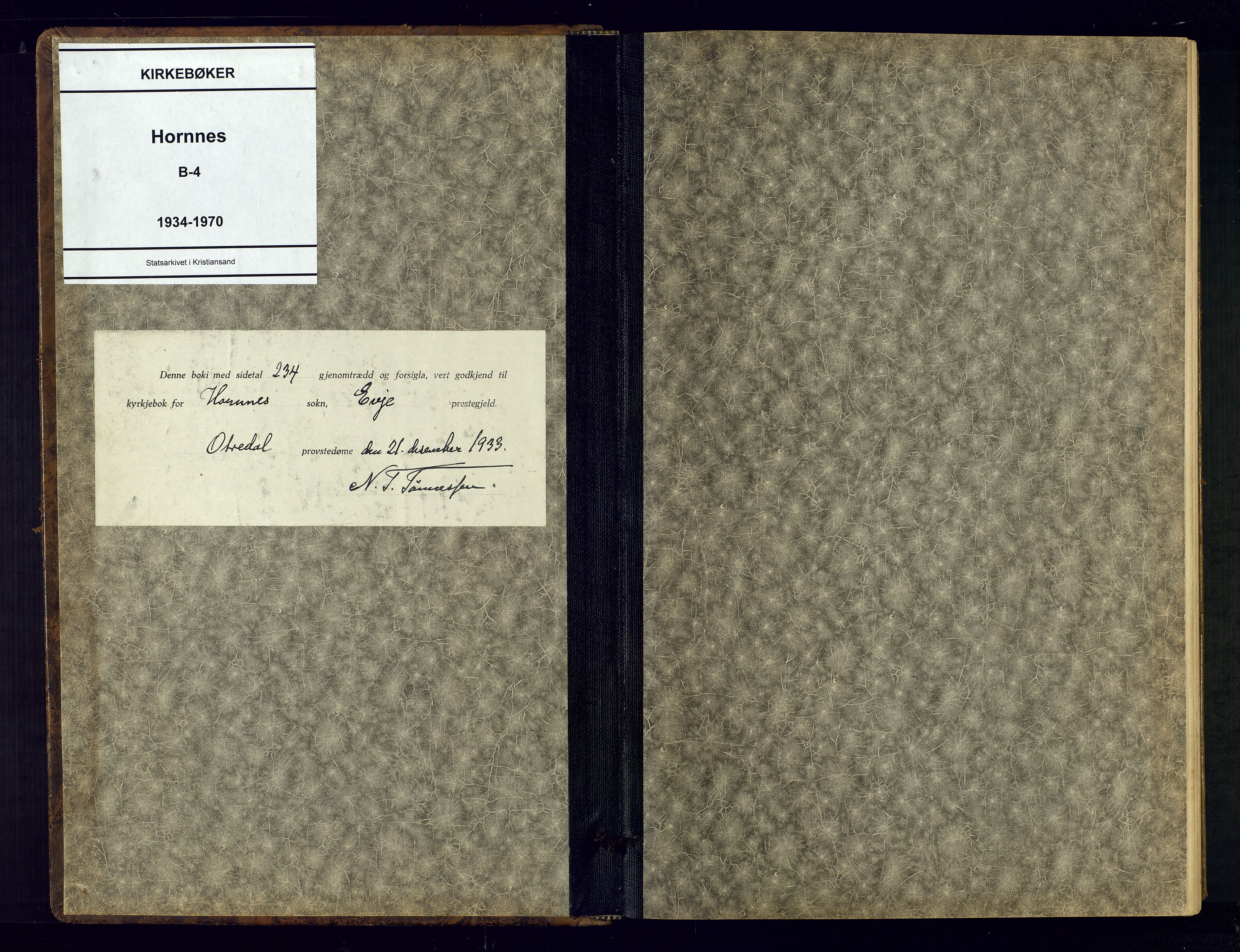 Evje sokneprestkontor, AV/SAK-1111-0008/F/Fb/Fbb/L0004: Parish register (copy) no. B-4, 1934-1970