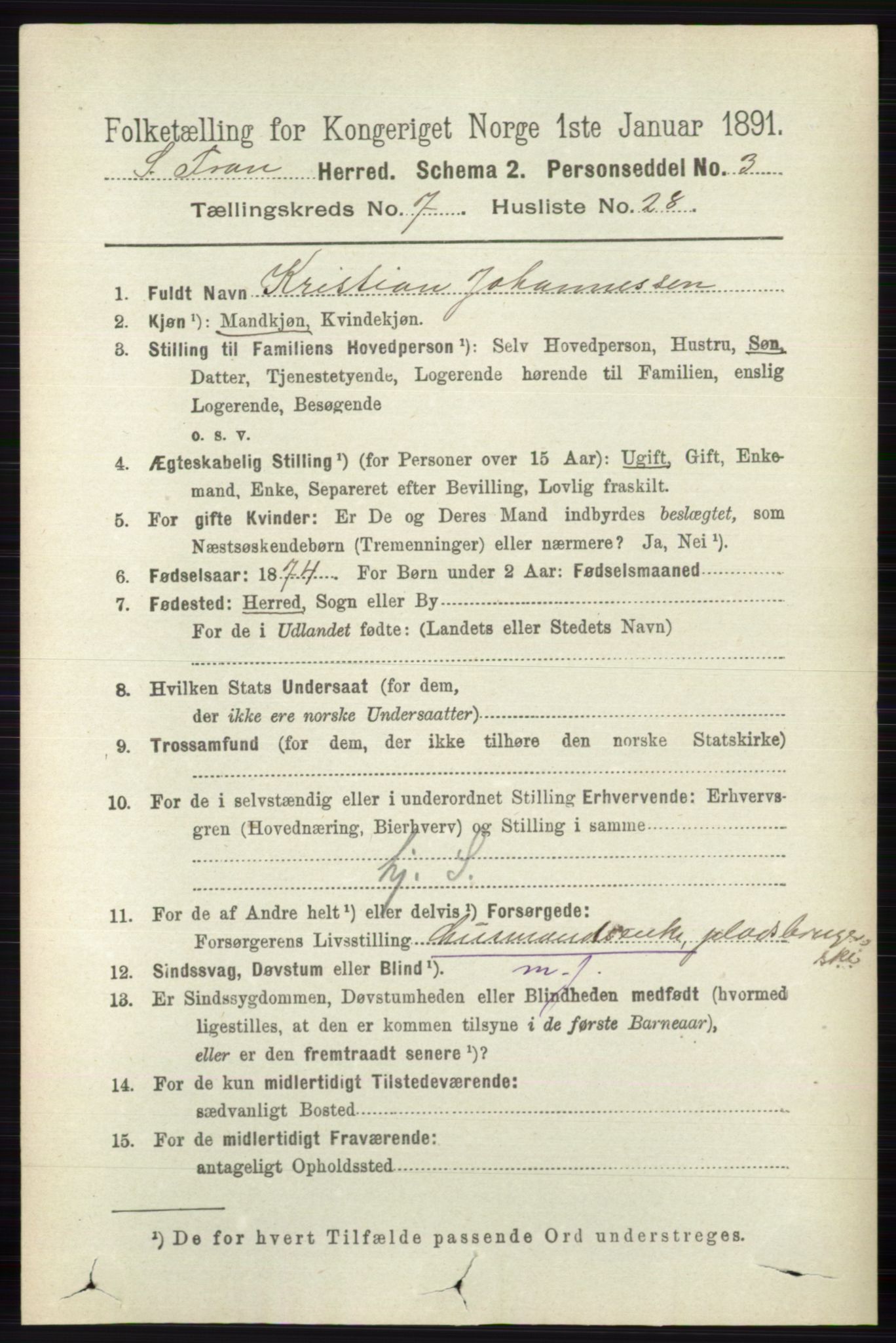 RA, 1891 census for 0519 Sør-Fron, 1891, p. 3172