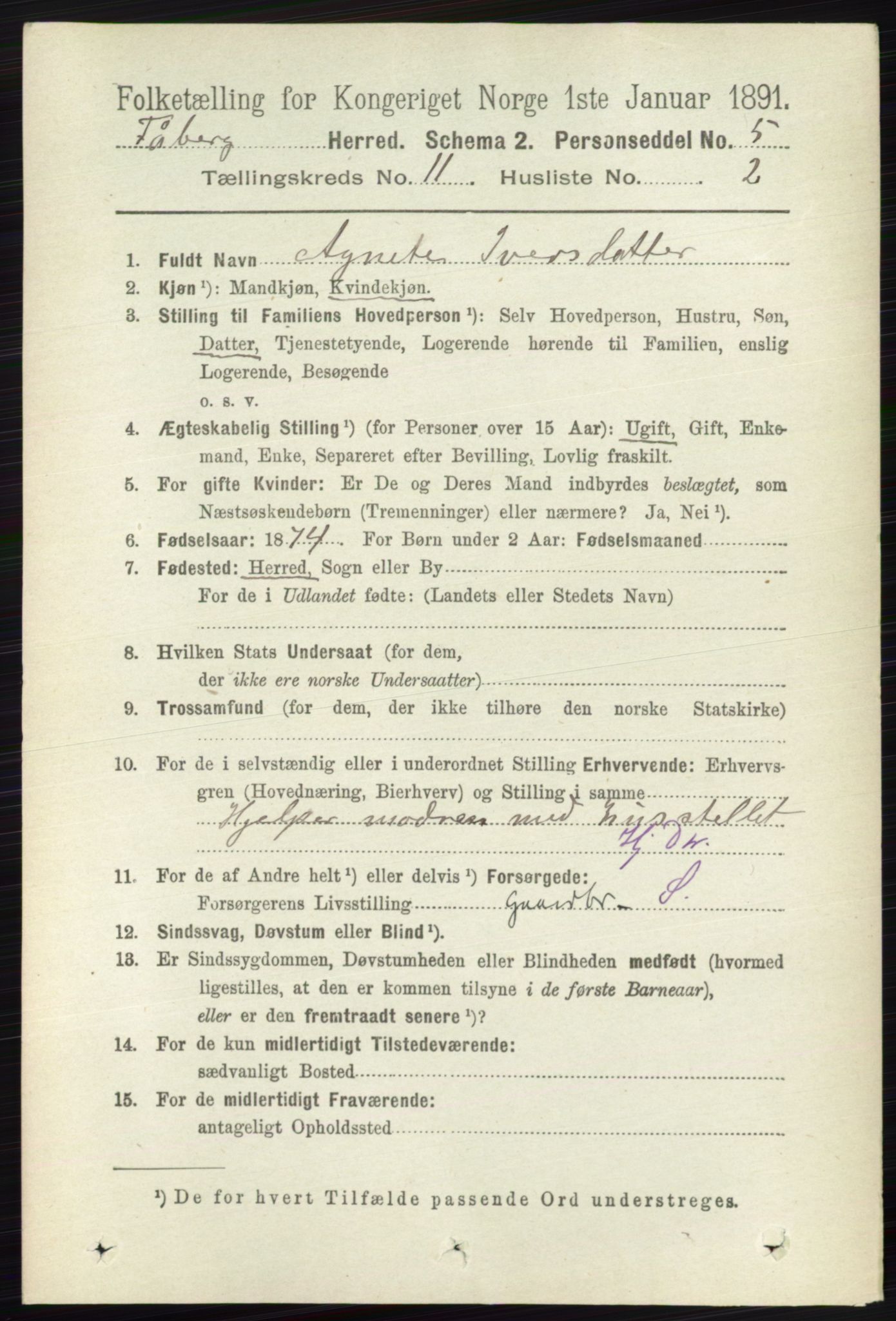 RA, 1891 census for 0524 Fåberg, 1891, p. 4502