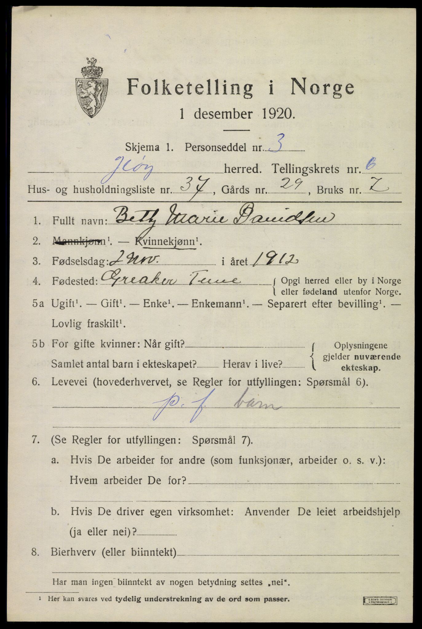 SAO, 1920 census for Moss land district, 1920, p. 7223