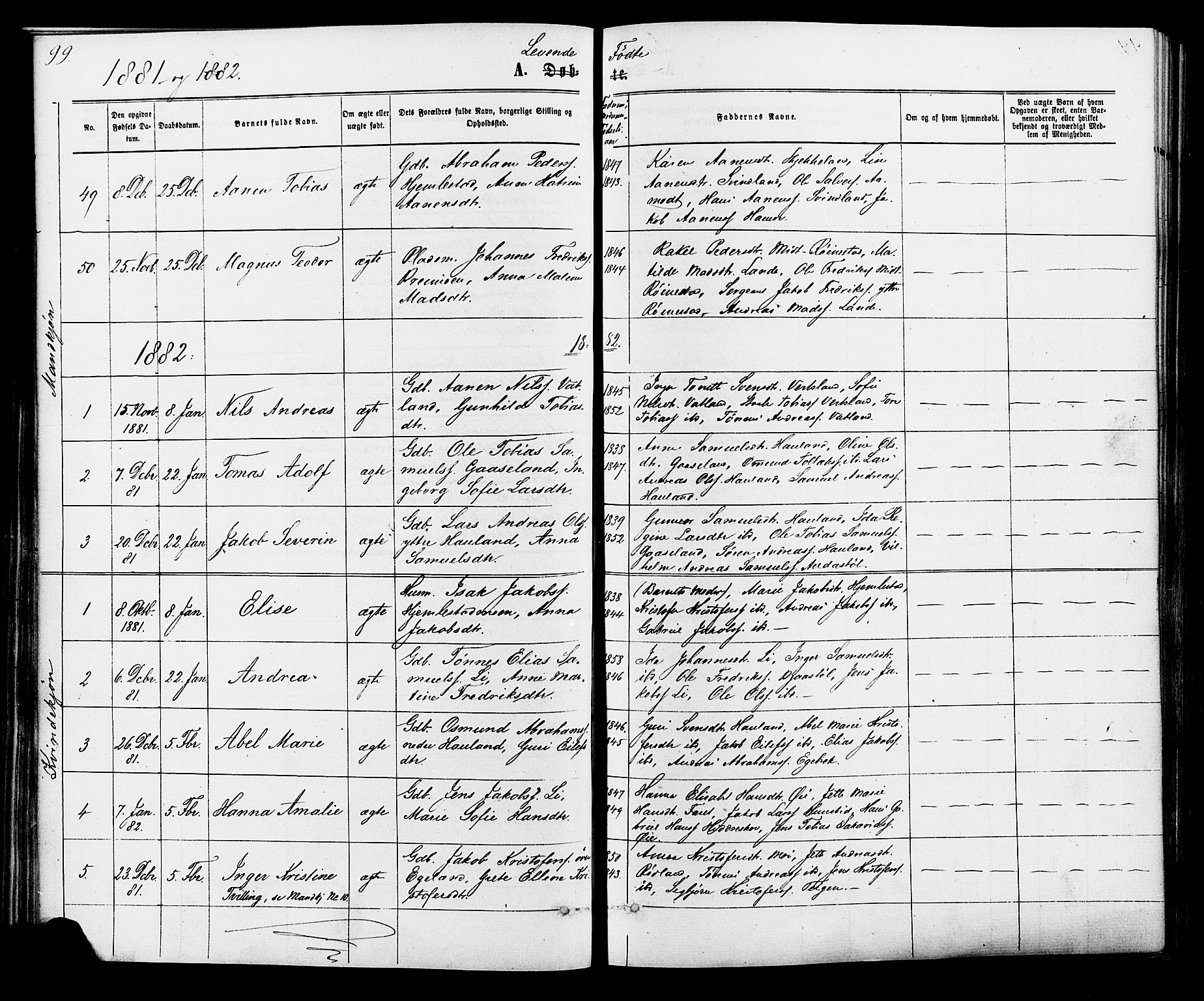 Kvinesdal sokneprestkontor, AV/SAK-1111-0026/F/Fa/Fab/L0007: Parish register (official) no. A 7, 1870-1885, p. 99