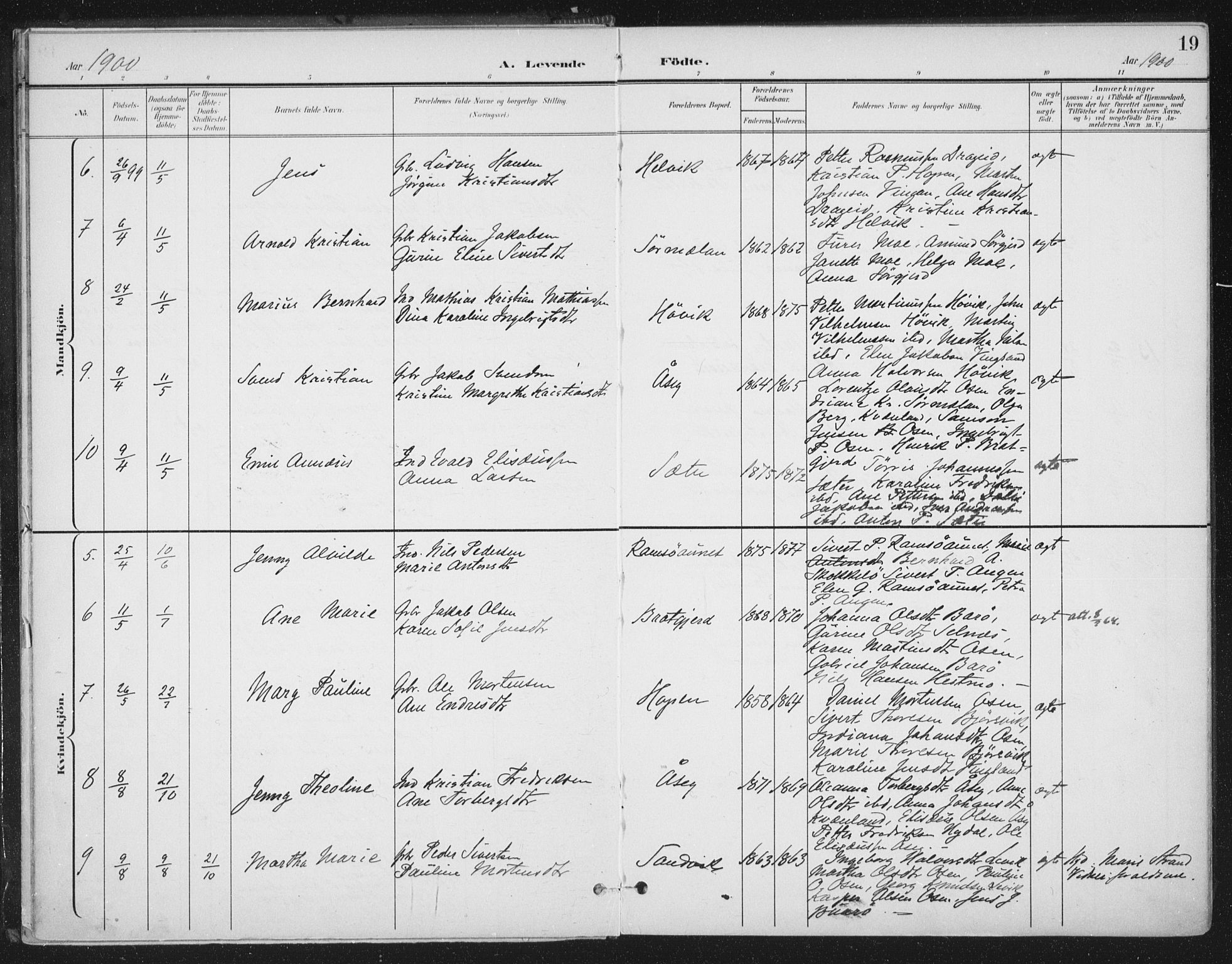Ministerialprotokoller, klokkerbøker og fødselsregistre - Sør-Trøndelag, SAT/A-1456/658/L0723: Parish register (official) no. 658A02, 1897-1912, p. 19