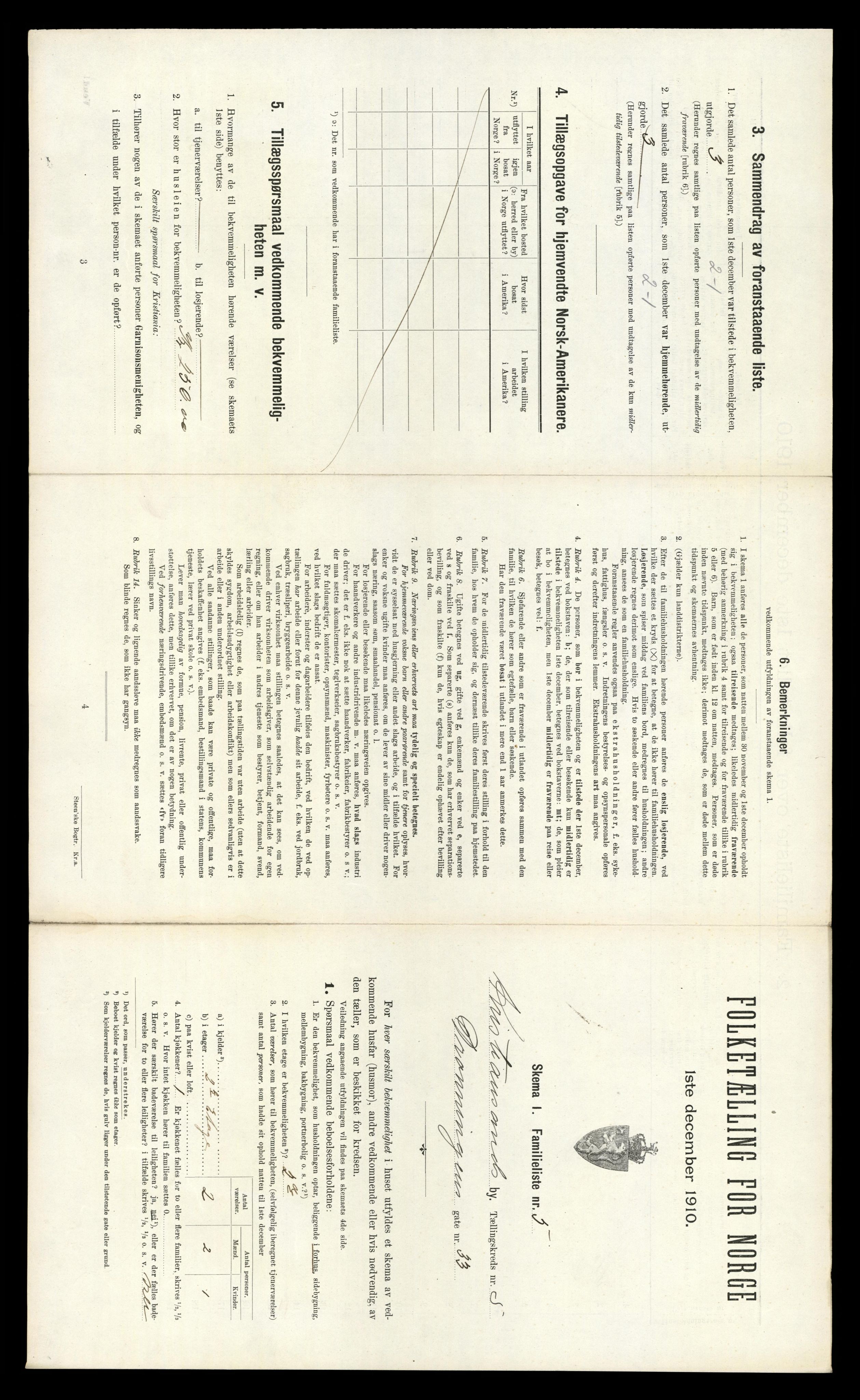 RA, 1910 census for Kristiansand, 1910, p. 1172