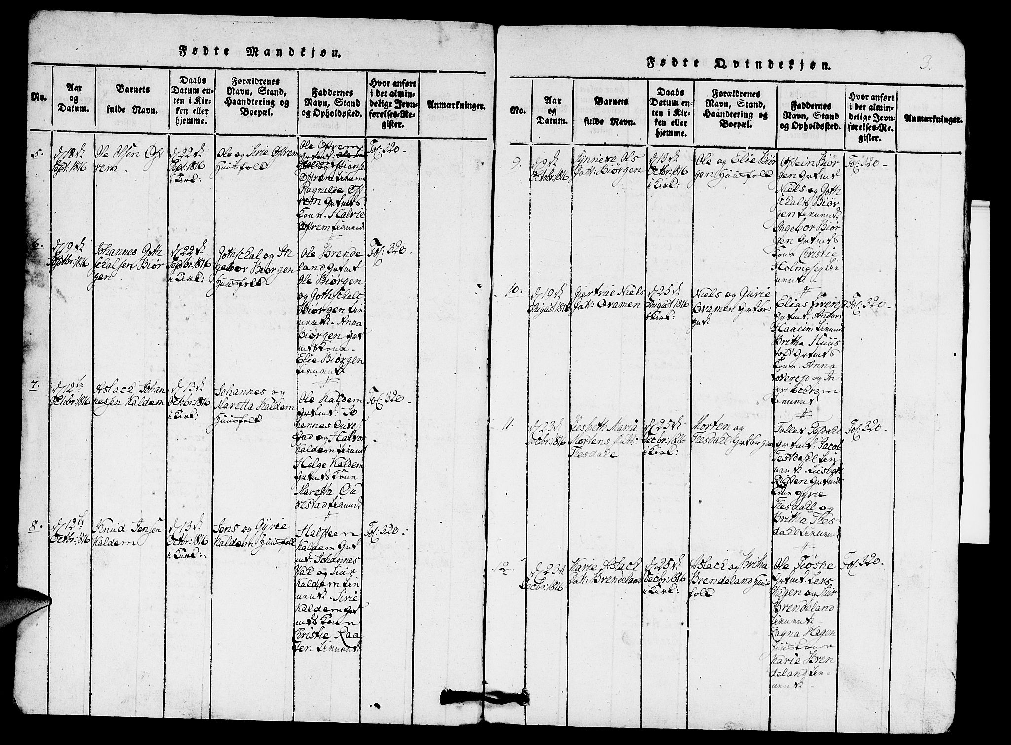 Etne sokneprestembete, SAB/A-75001/H/Hab: Parish register (copy) no. A 1, 1815-1849, p. 3