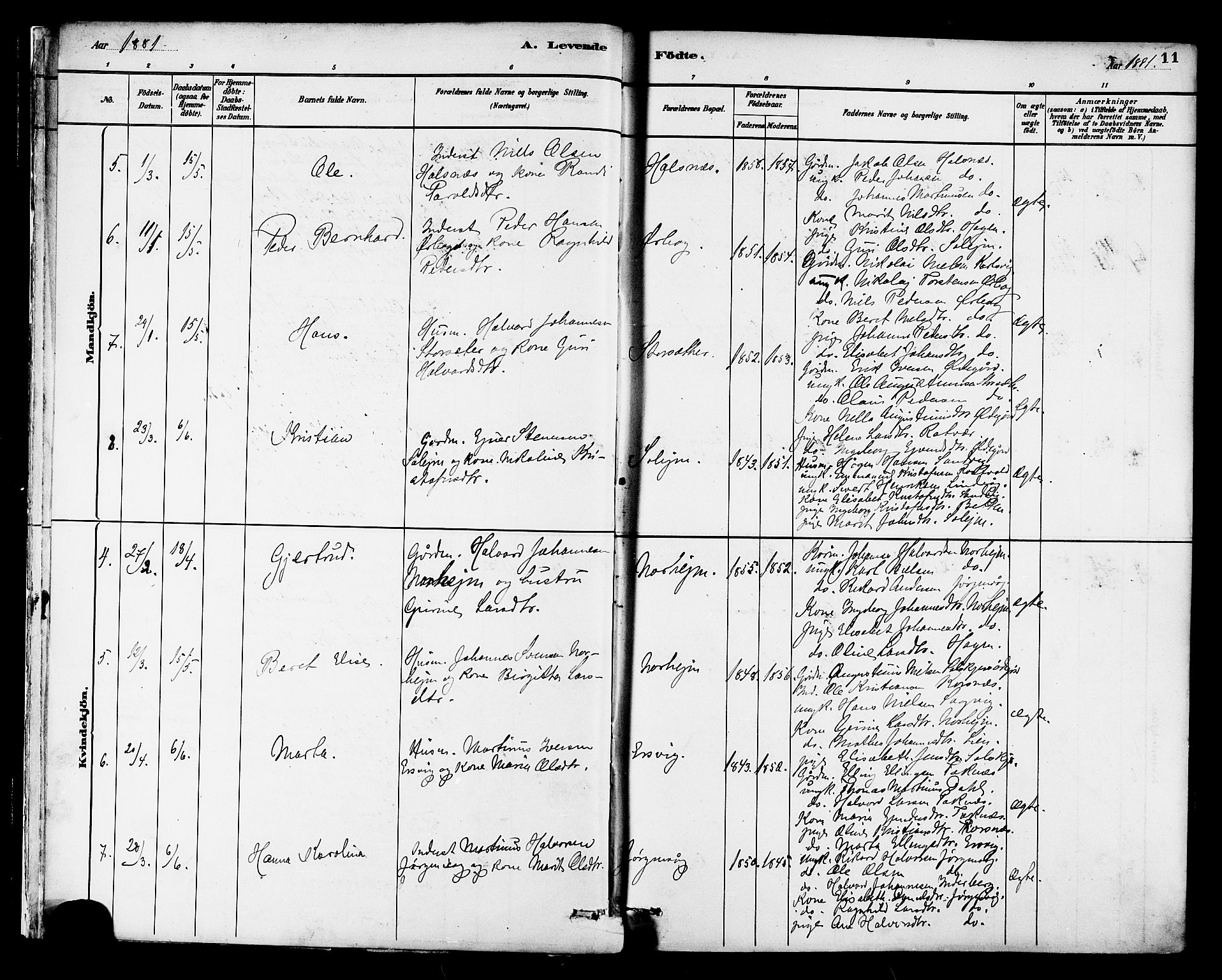 Ministerialprotokoller, klokkerbøker og fødselsregistre - Møre og Romsdal, AV/SAT-A-1454/577/L0896: Parish register (official) no. 577A03, 1880-1898, p. 11