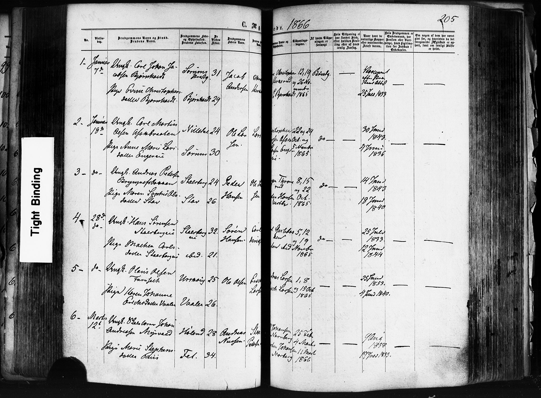 Skedsmo prestekontor Kirkebøker, SAO/A-10033a/F/Fa/L0011: Parish register (official) no. I 11, 1866-1876, p. 205