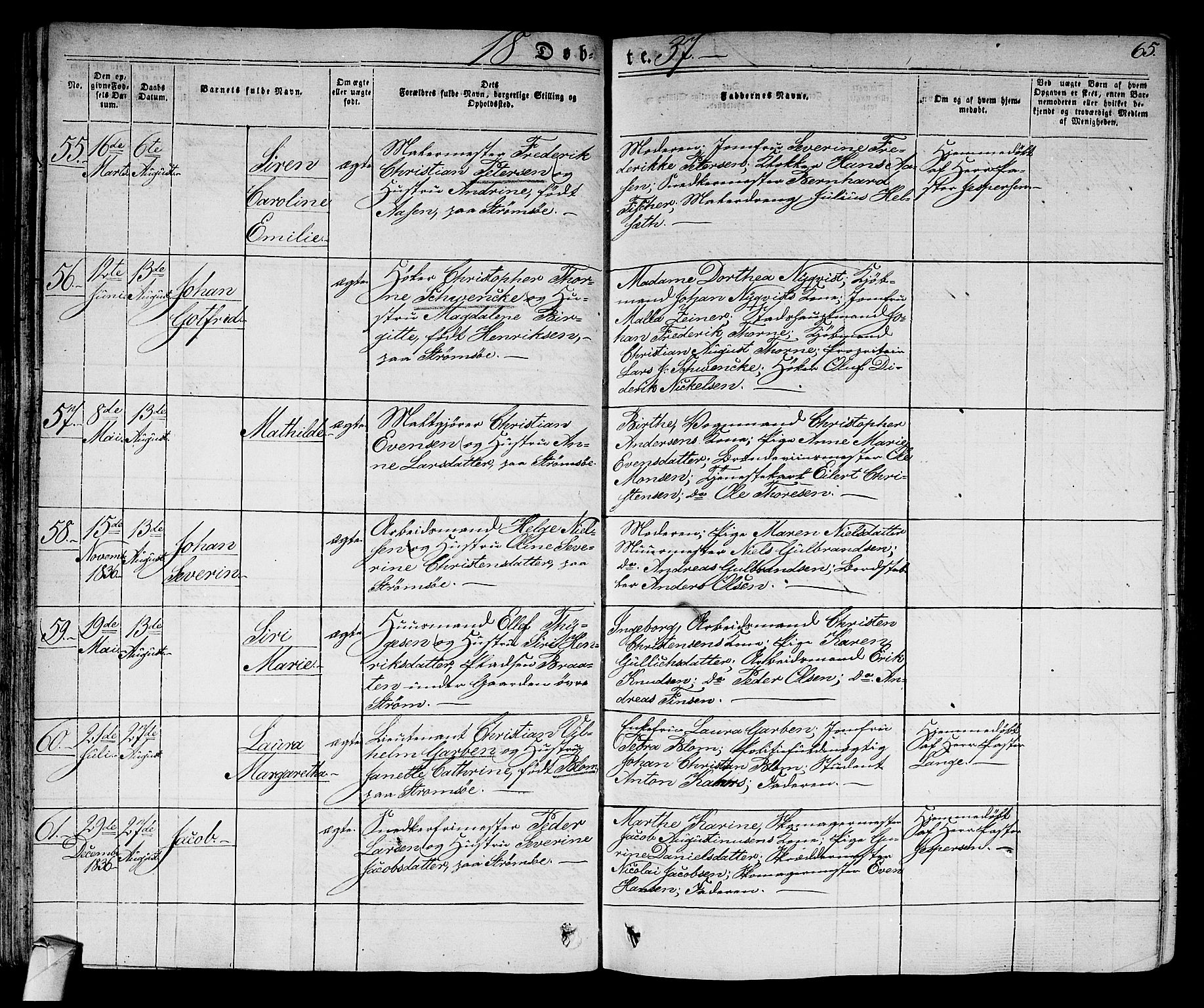 Strømsø kirkebøker, SAKO/A-246/F/Fa/L0012: Parish register (official) no. I 12, 1830-1847, p. 65