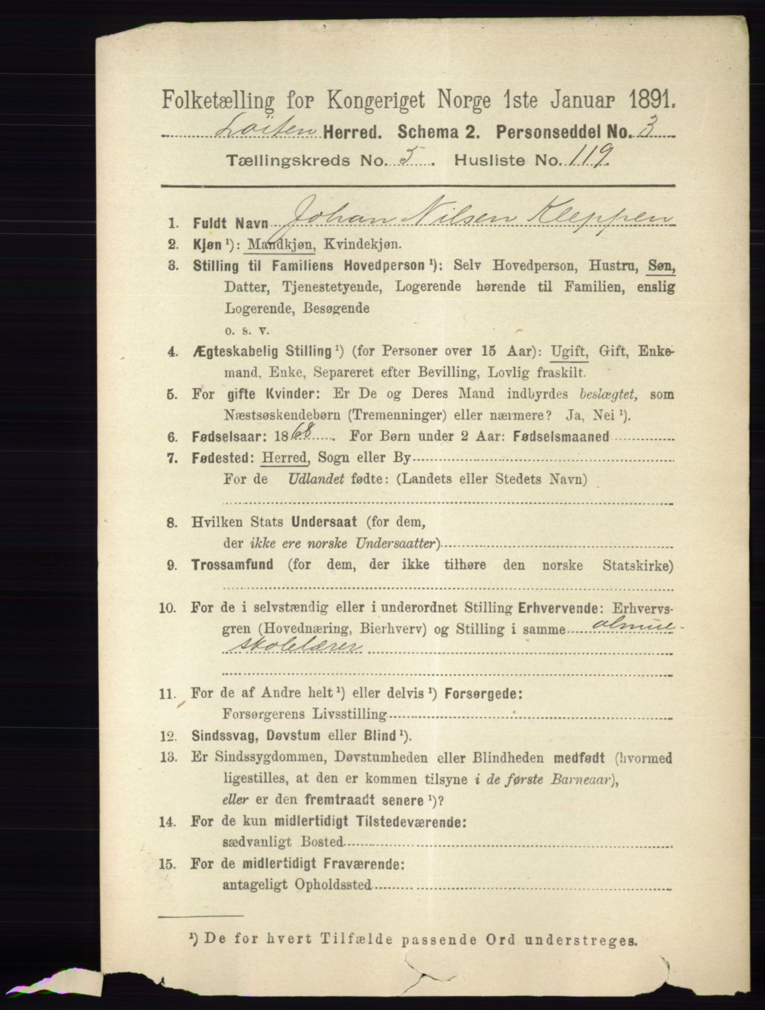 RA, 1891 census for 0415 Løten, 1891, p. 3968