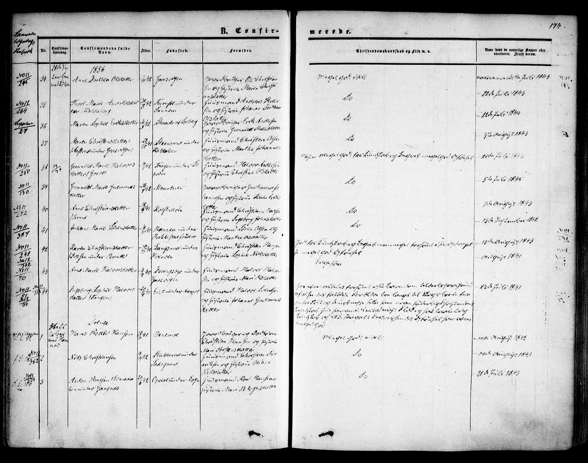 Høland prestekontor Kirkebøker, AV/SAO-A-10346a/F/Fa/L0010: Parish register (official) no. I 10, 1854-1861, p. 174