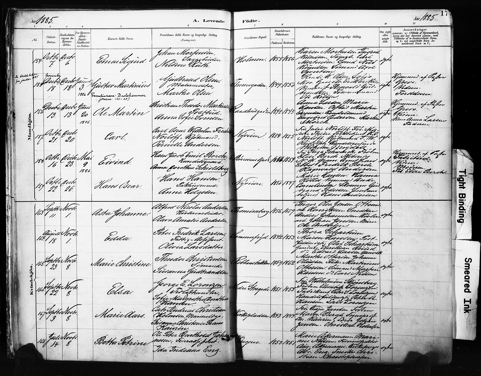 Bragernes kirkebøker, AV/SAKO-A-6/F/Fb/L0007: Parish register (official) no. II 7, 1885-1893, p. 17