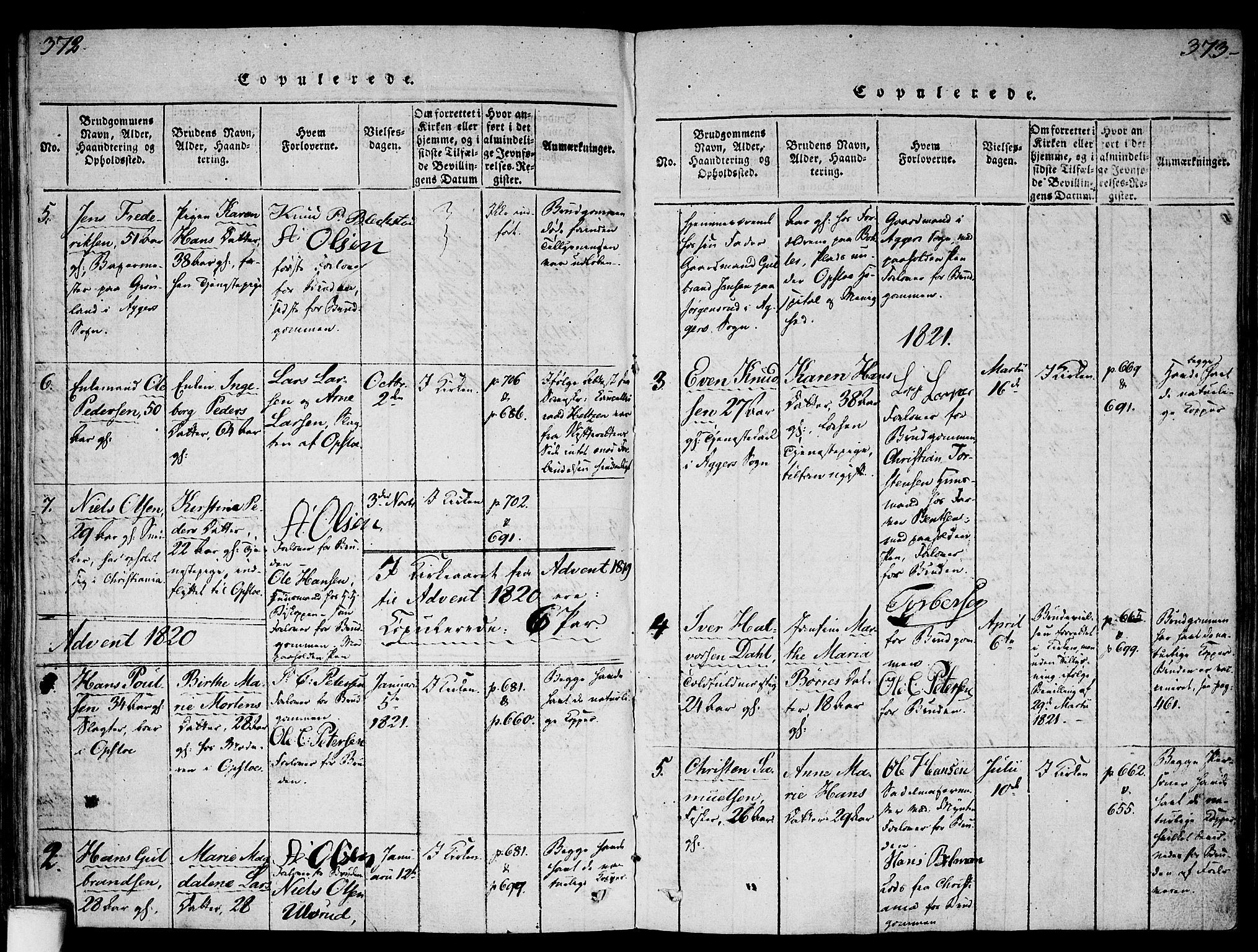 Gamlebyen prestekontor Kirkebøker, SAO/A-10884/F/Fa/L0002: Parish register (official) no. 2, 1817-1829, p. 372-373