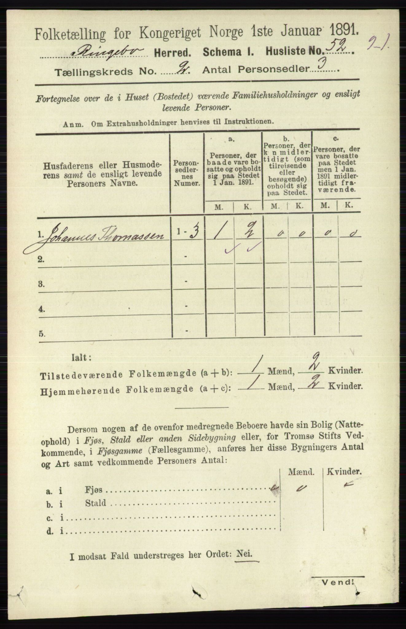 RA, 1891 census for 0520 Ringebu, 1891, p. 387