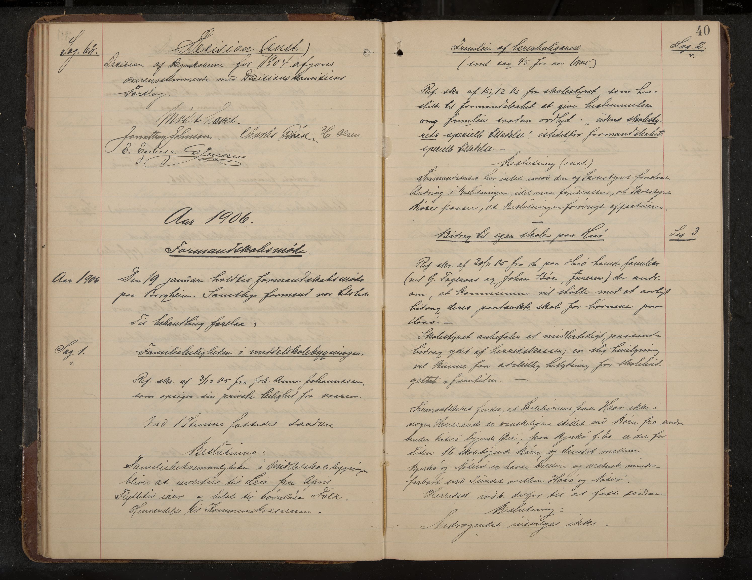 Nøtterøy formannskap og sentraladministrasjon, IKAK/0722021-1/A/Aa/L0006: Møtebok med register, 1905-1913, p. 40