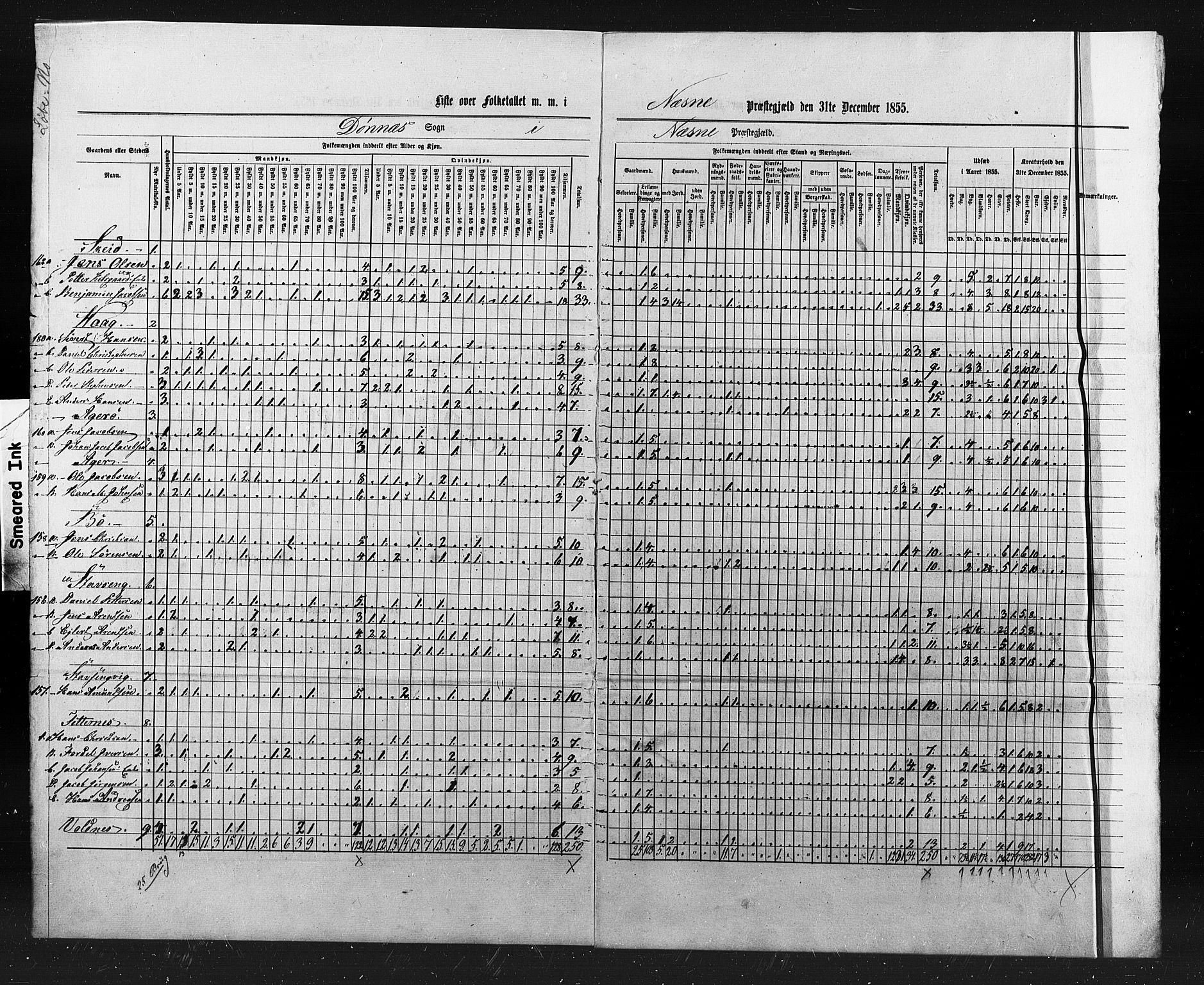 , Census 1855 for Nesna, 1855, p. 26