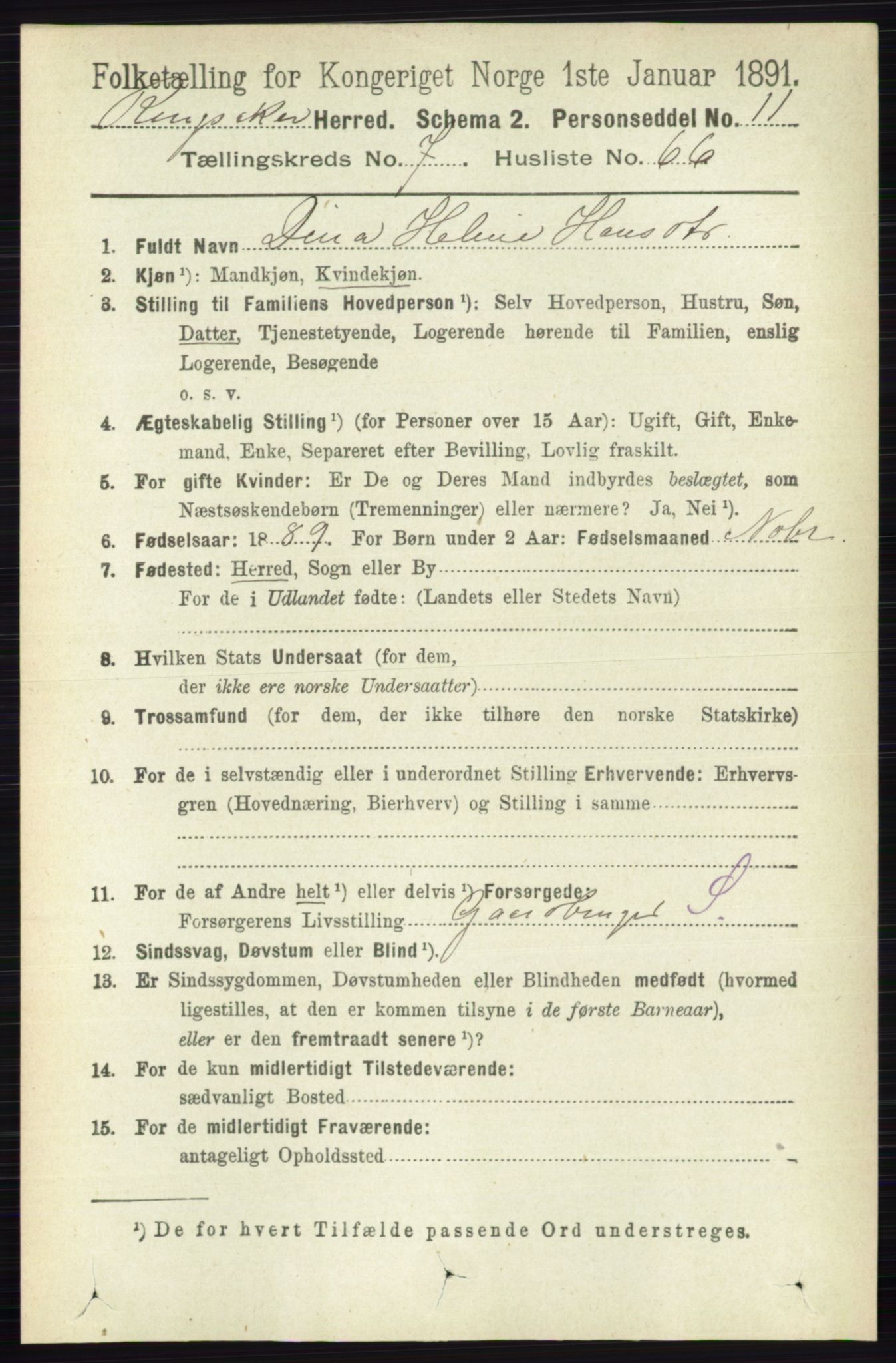 RA, 1891 census for 0412 Ringsaker, 1891, p. 4333