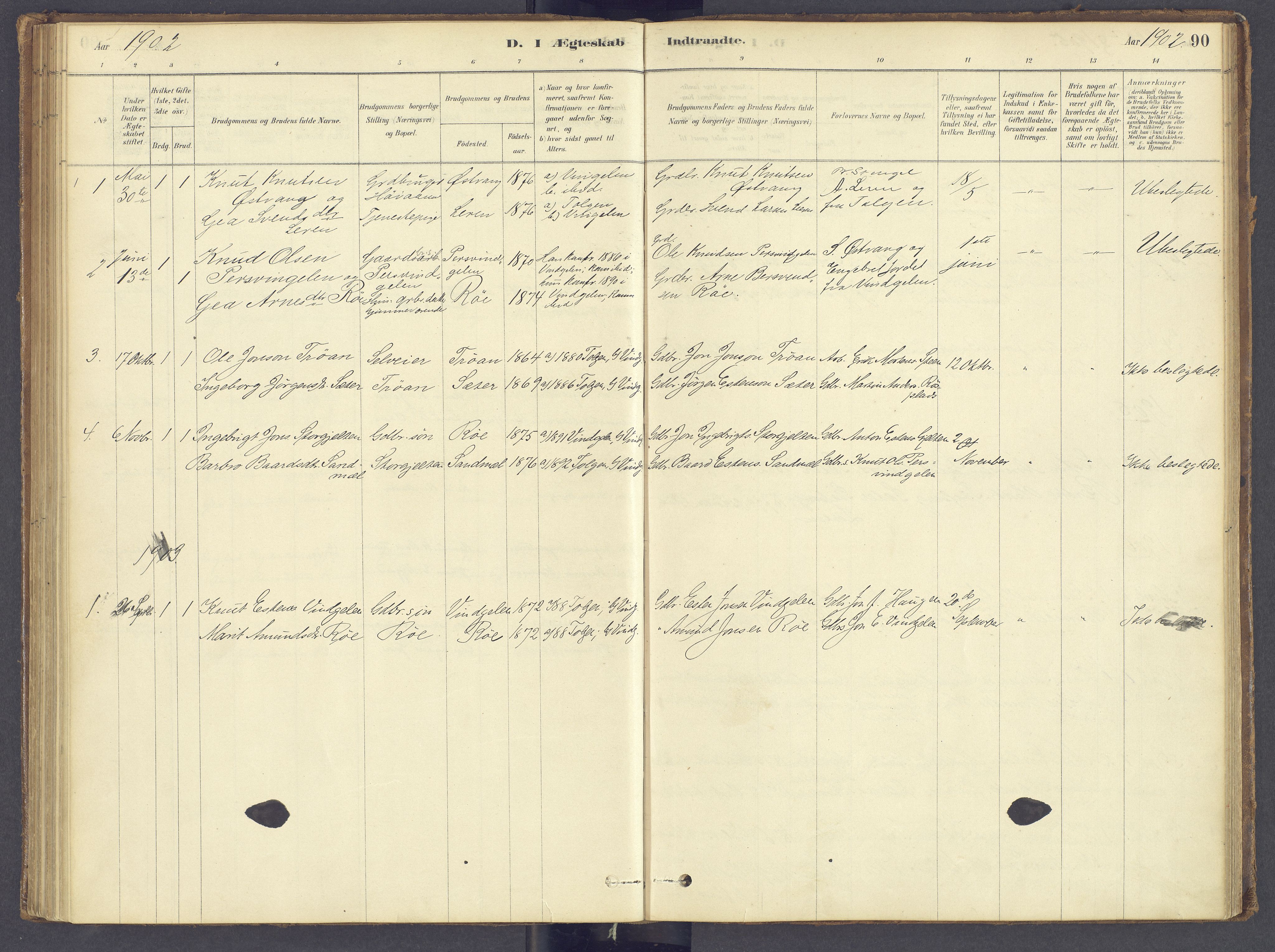 Tolga prestekontor, SAH/PREST-062/K/L0012: Parish register (official) no. 12, 1877-1925, p. 90