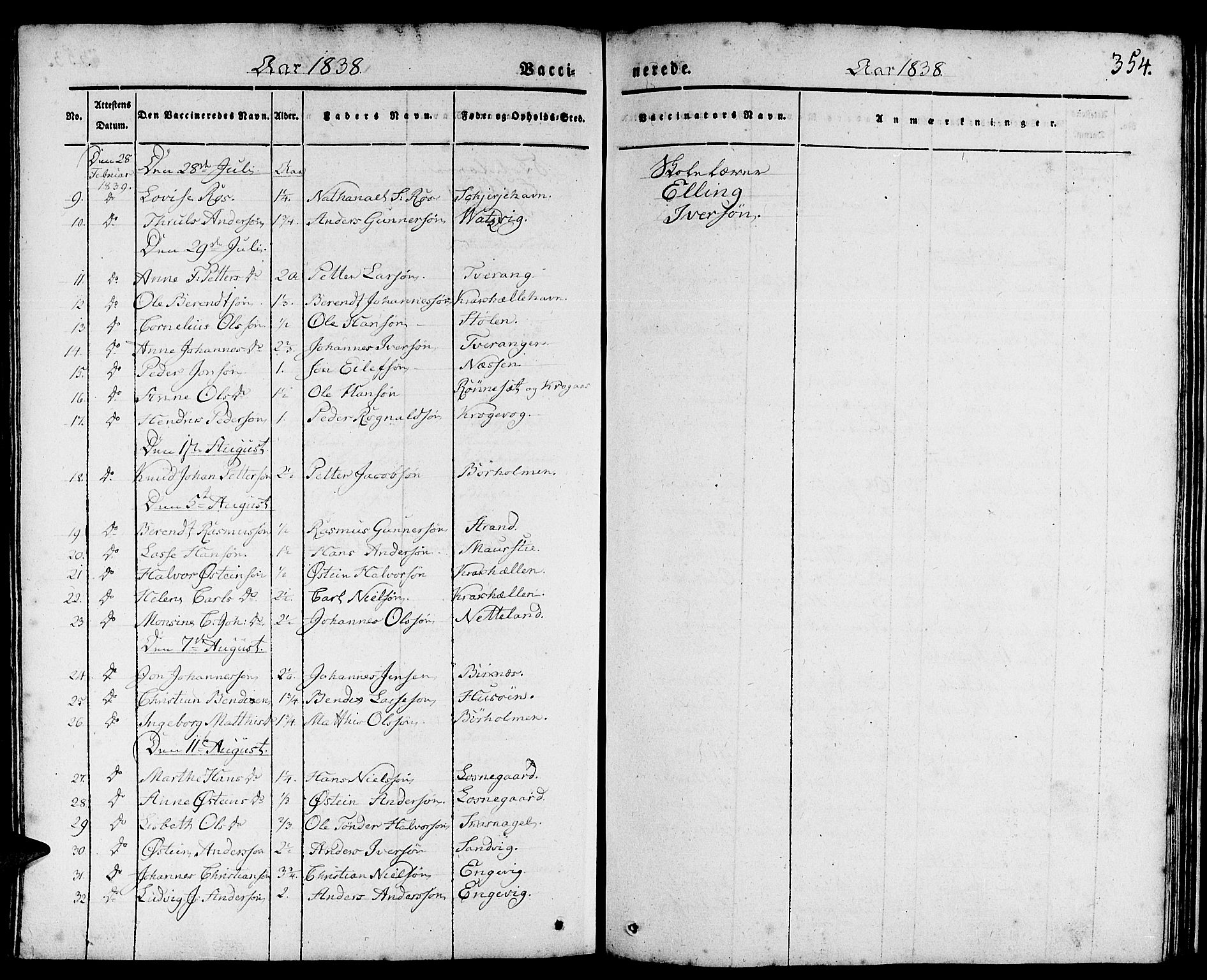 Gulen sokneprestembete, AV/SAB-A-80201/H/Haa/Haaa/L0020: Parish register (official) no. A 20, 1837-1847, p. 354