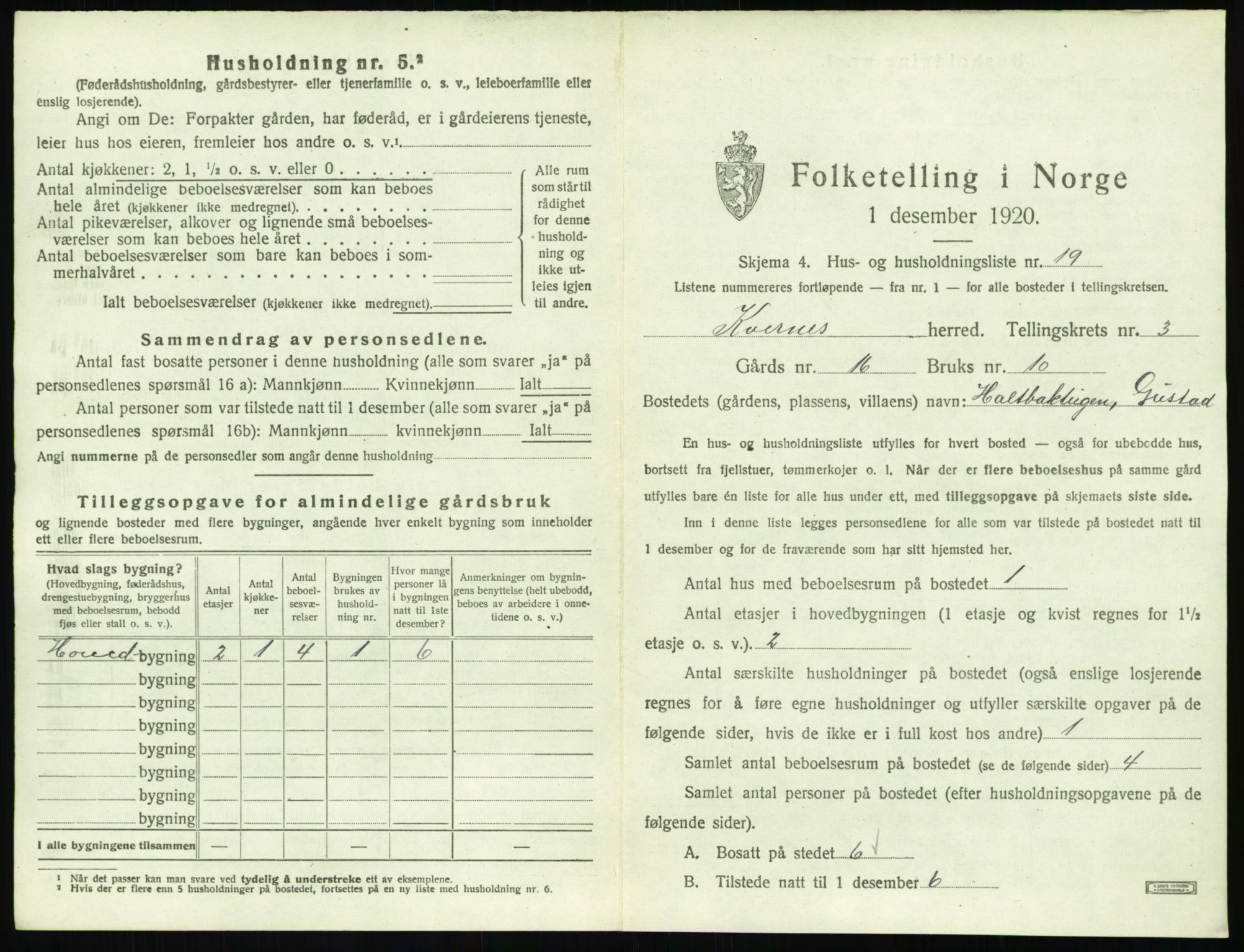 SAT, 1920 census for Kvernes, 1920, p. 275