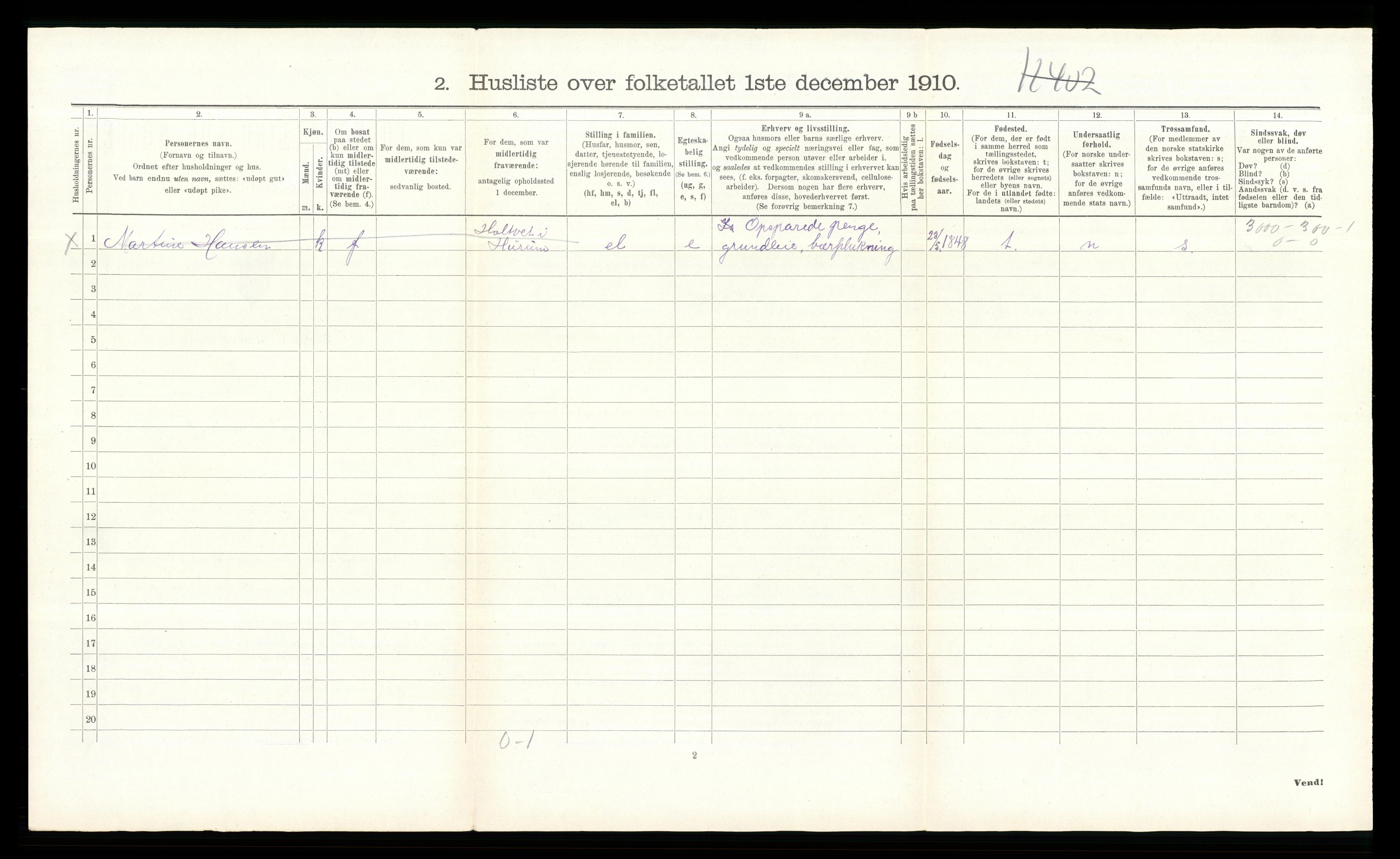 RA, 1910 census for Hurum, 1910, p. 1295