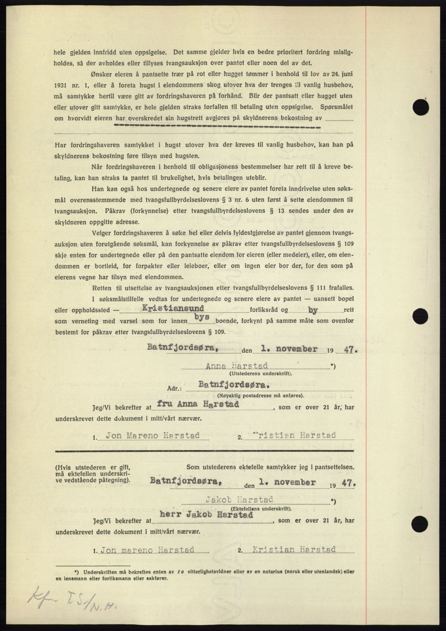 Nordmøre sorenskriveri, AV/SAT-A-4132/1/2/2Ca: Mortgage book no. B97, 1947-1948, Diary no: : 2483/1947