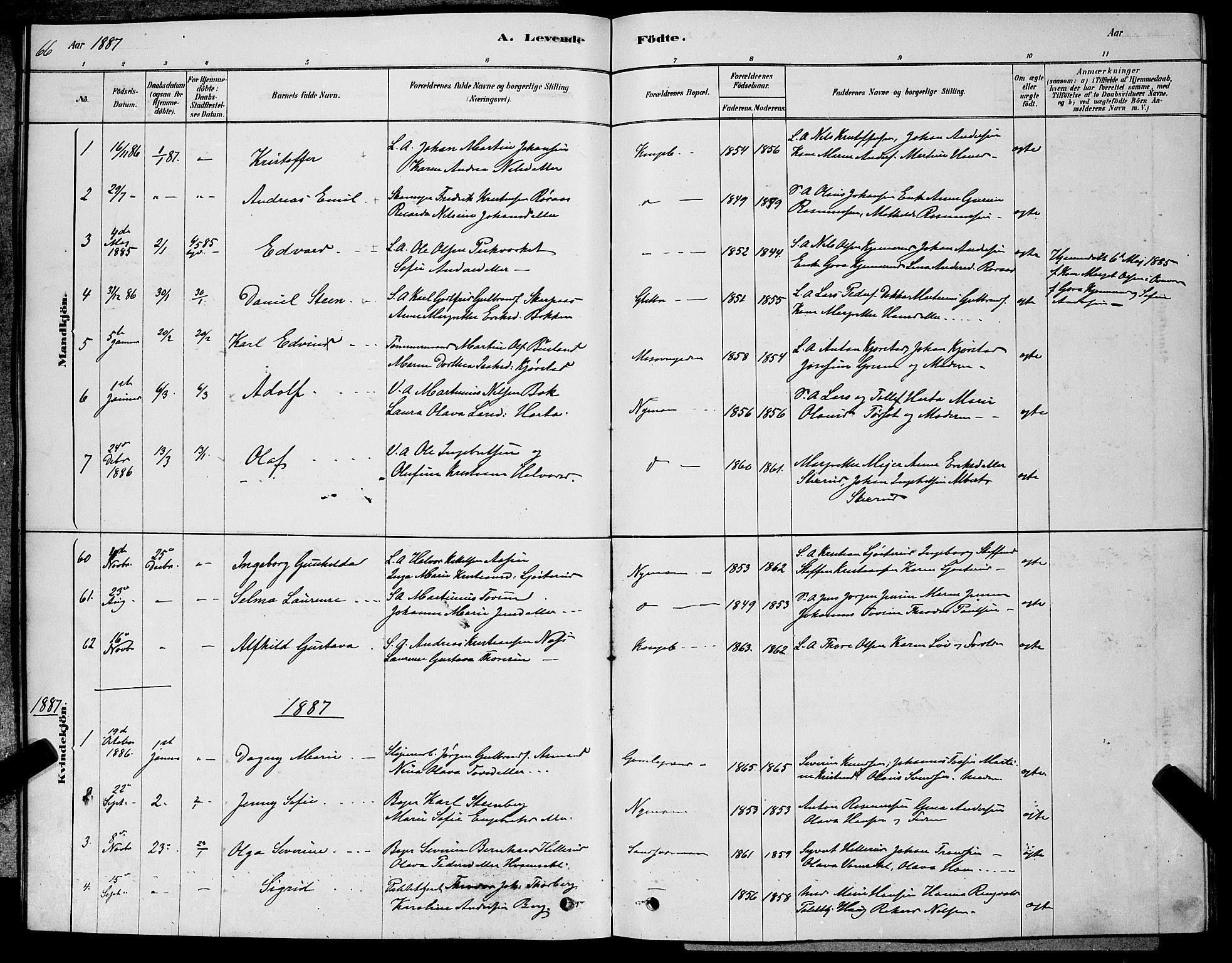 Kongsberg kirkebøker, SAKO/A-22/G/Ga/L0005: Parish register (copy) no. 5, 1878-1889, p. 66
