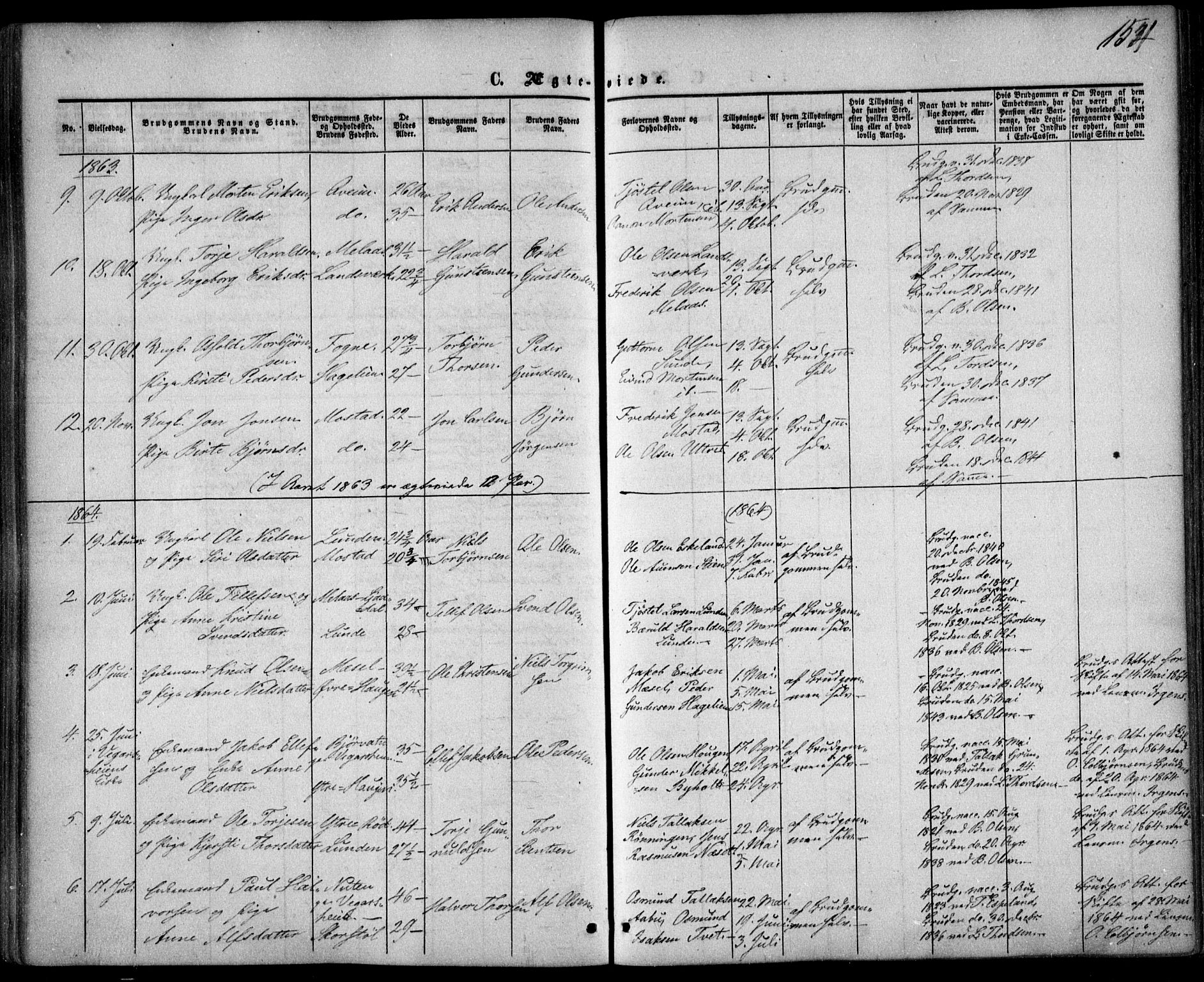 Gjerstad sokneprestkontor, SAK/1111-0014/F/Fa/Faa/L0007: Parish register (official) no. A 7, 1858-1875, p. 154