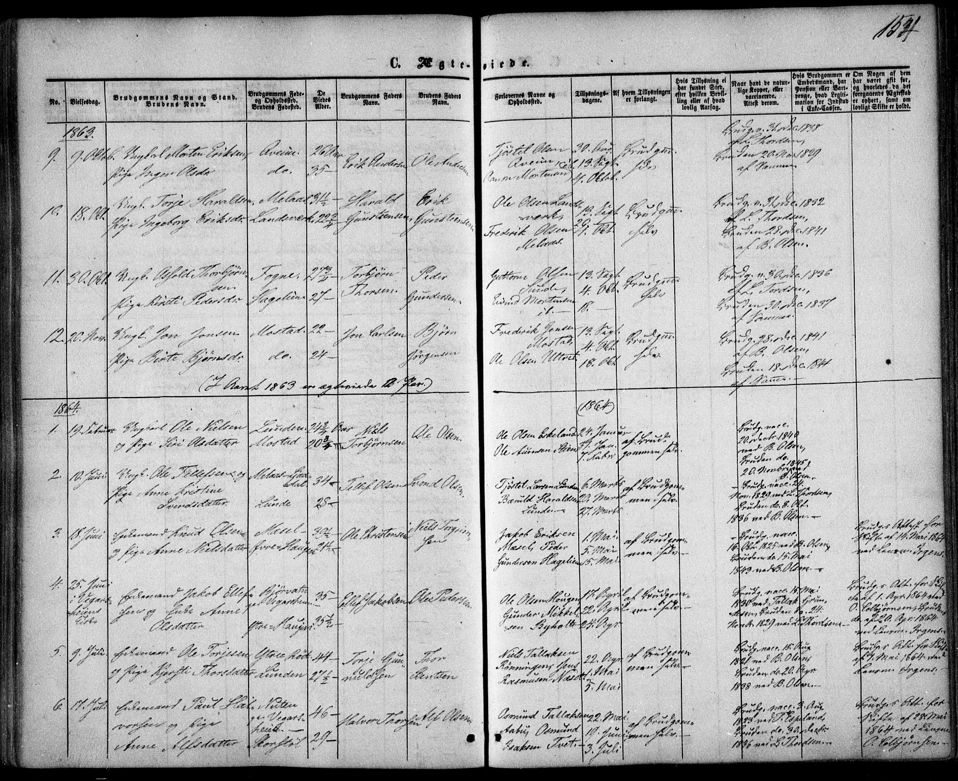 Gjerstad sokneprestkontor, AV/SAK-1111-0014/F/Fa/Faa/L0007: Parish register (official) no. A 7, 1858-1875, p. 154