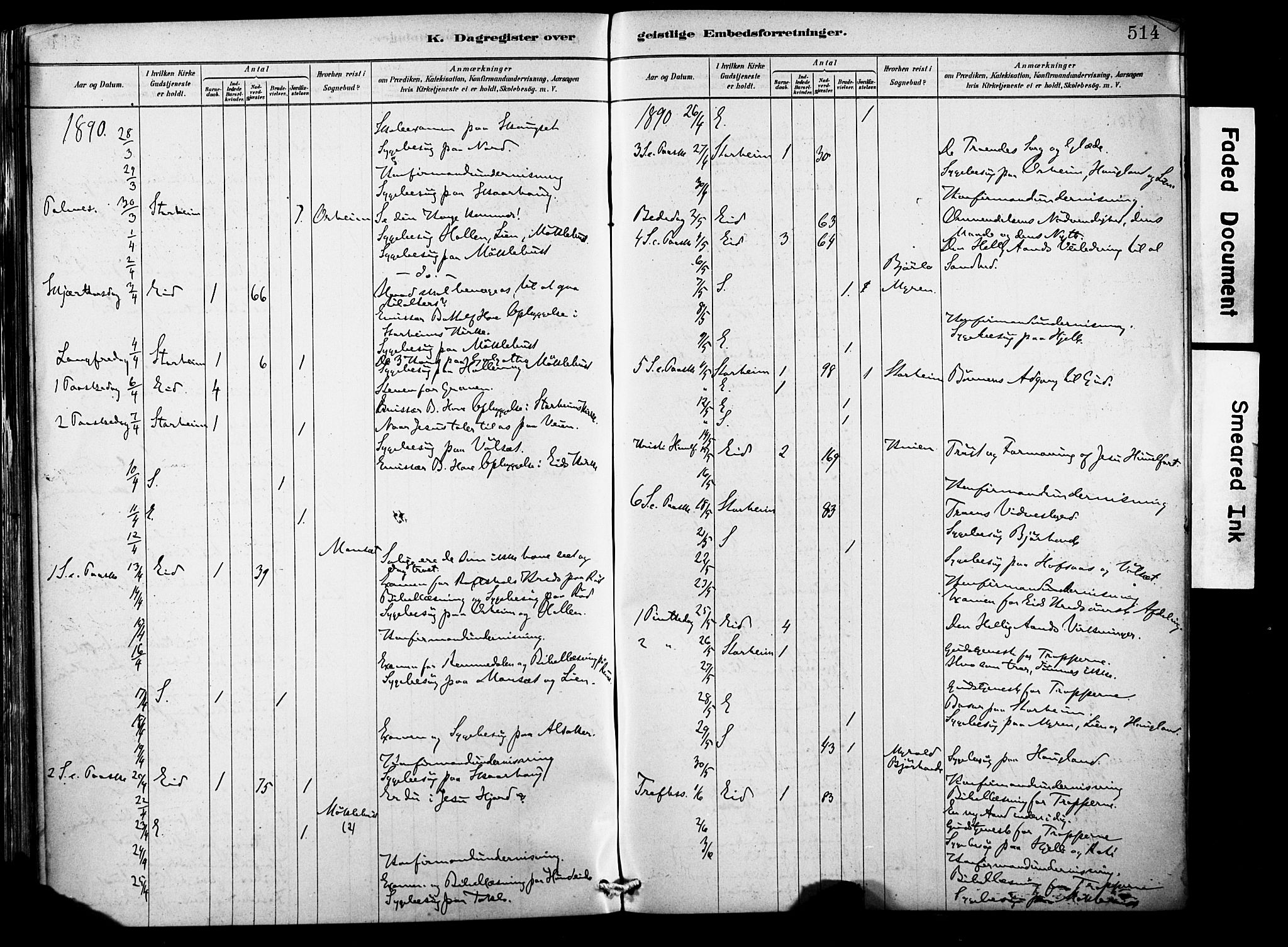 Eid sokneprestembete, AV/SAB-A-82301/H/Haa/Haab/L0001: Parish register (official) no. B 1, 1879-1906, p. 514