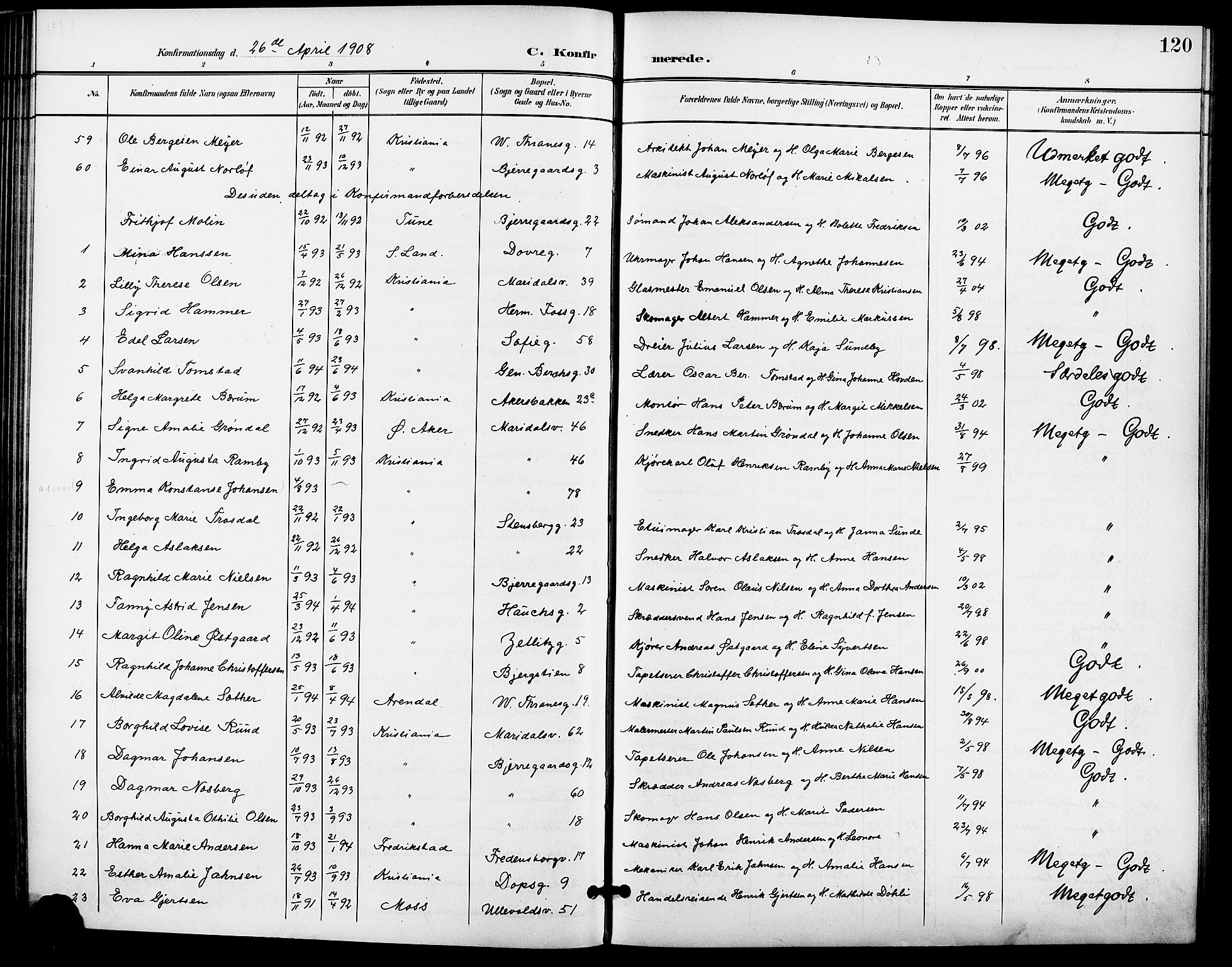 Gamle Aker prestekontor Kirkebøker, SAO/A-10617a/F/L0012: Parish register (official) no. 12, 1898-1910, p. 120