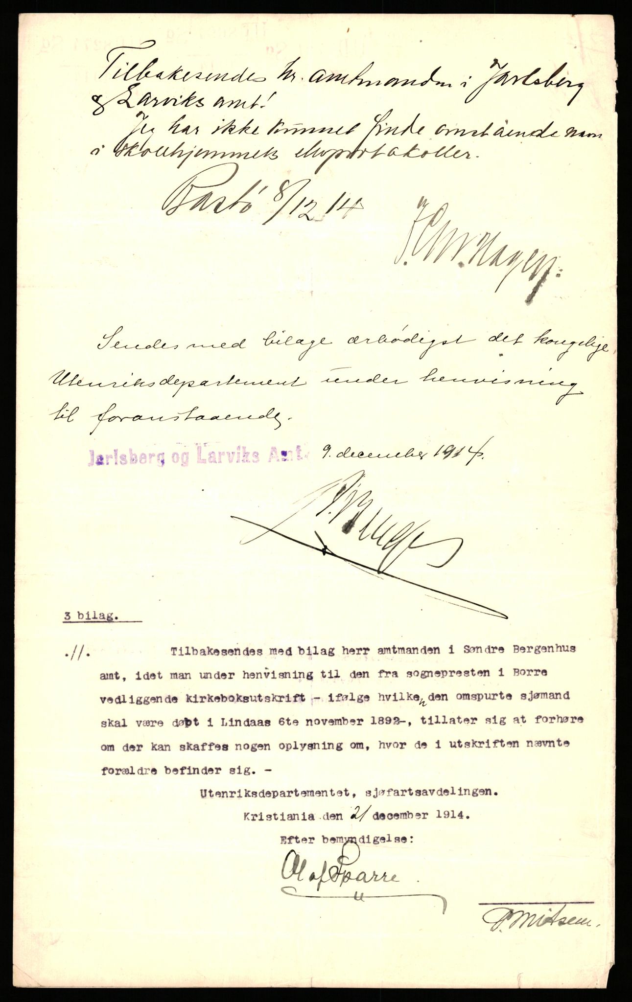 Handelsdepartementet, Sjøfartsavdelingen, 1. sjømannskontor, AV/RA-S-1405/D/Dm/L0010: Forliste skip Lar - Min, 1906-1920, p. 500