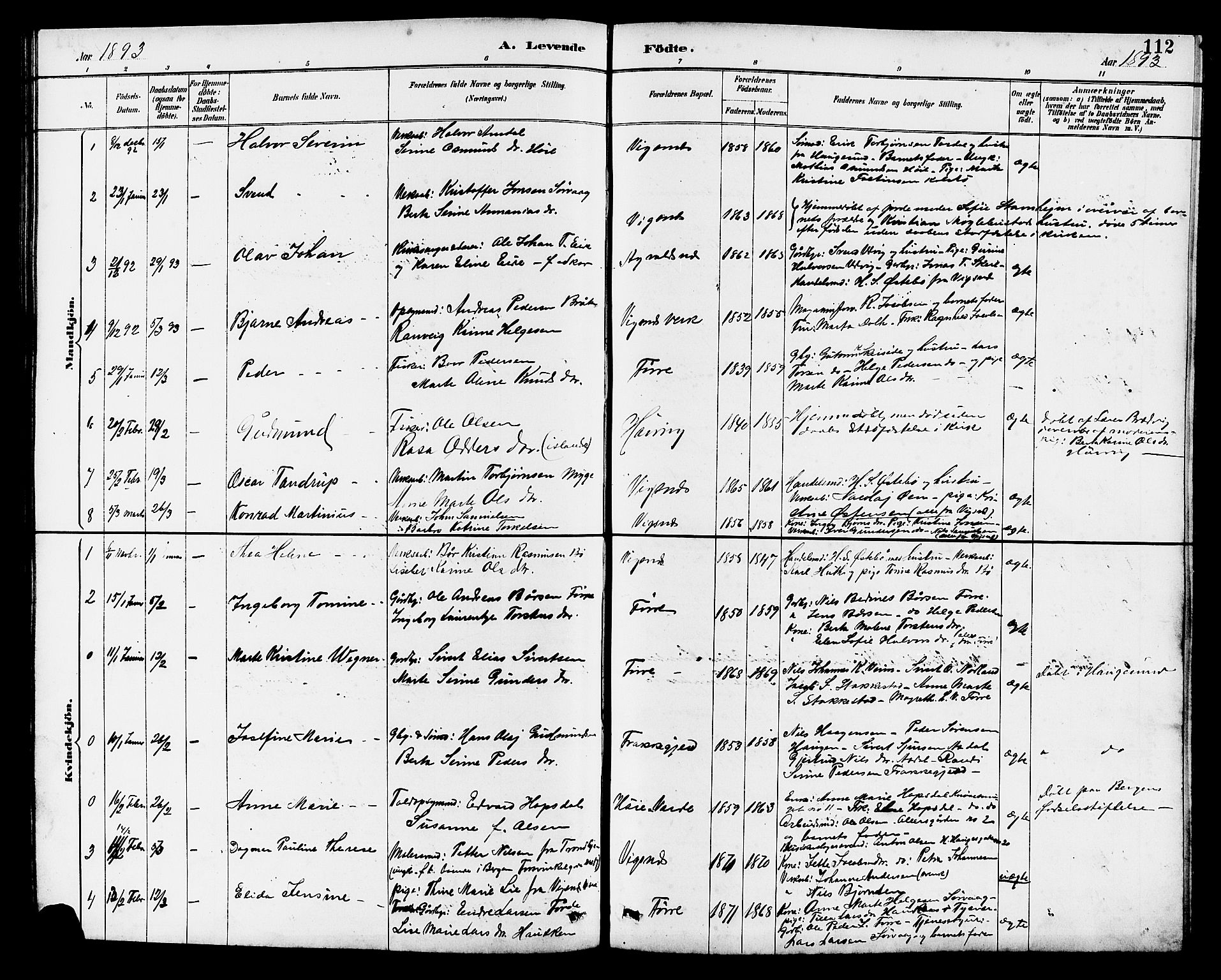 Avaldsnes sokneprestkontor, SAST/A -101851/H/Ha/Hab/L0007: Parish register (copy) no. B 7, 1885-1909, p. 112