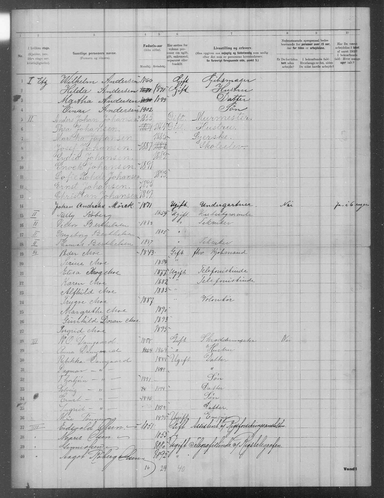 OBA, Municipal Census 1902 for Kristiania, 1902, p. 1577