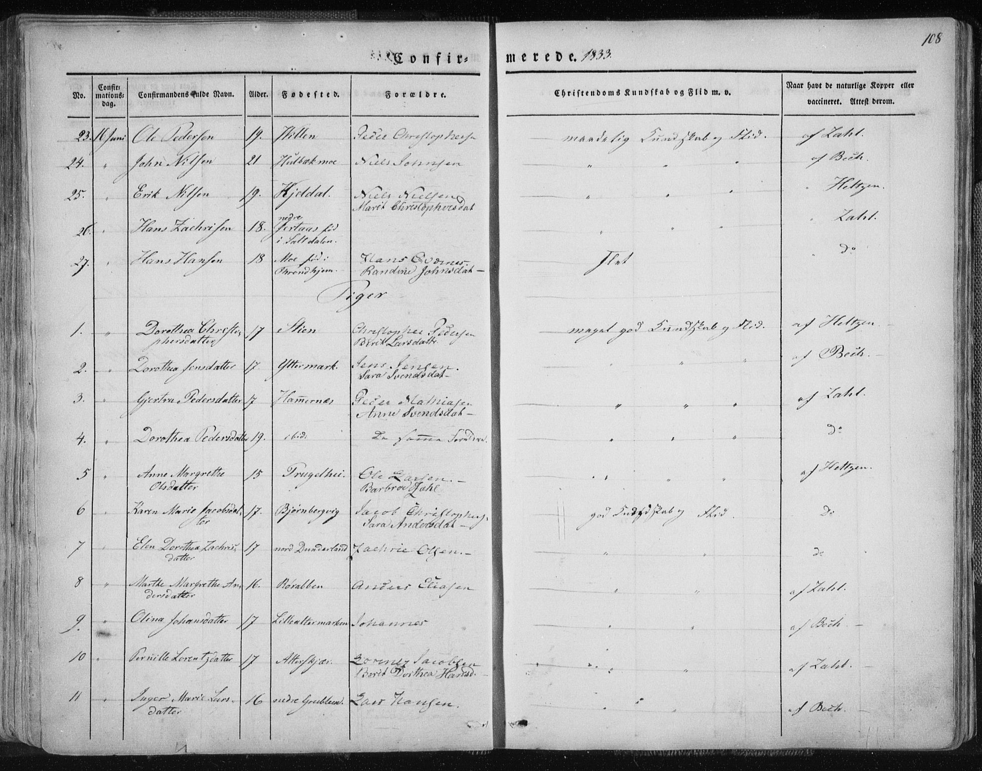 Ministerialprotokoller, klokkerbøker og fødselsregistre - Nordland, SAT/A-1459/827/L0390: Parish register (official) no. 827A02, 1826-1841, p. 108