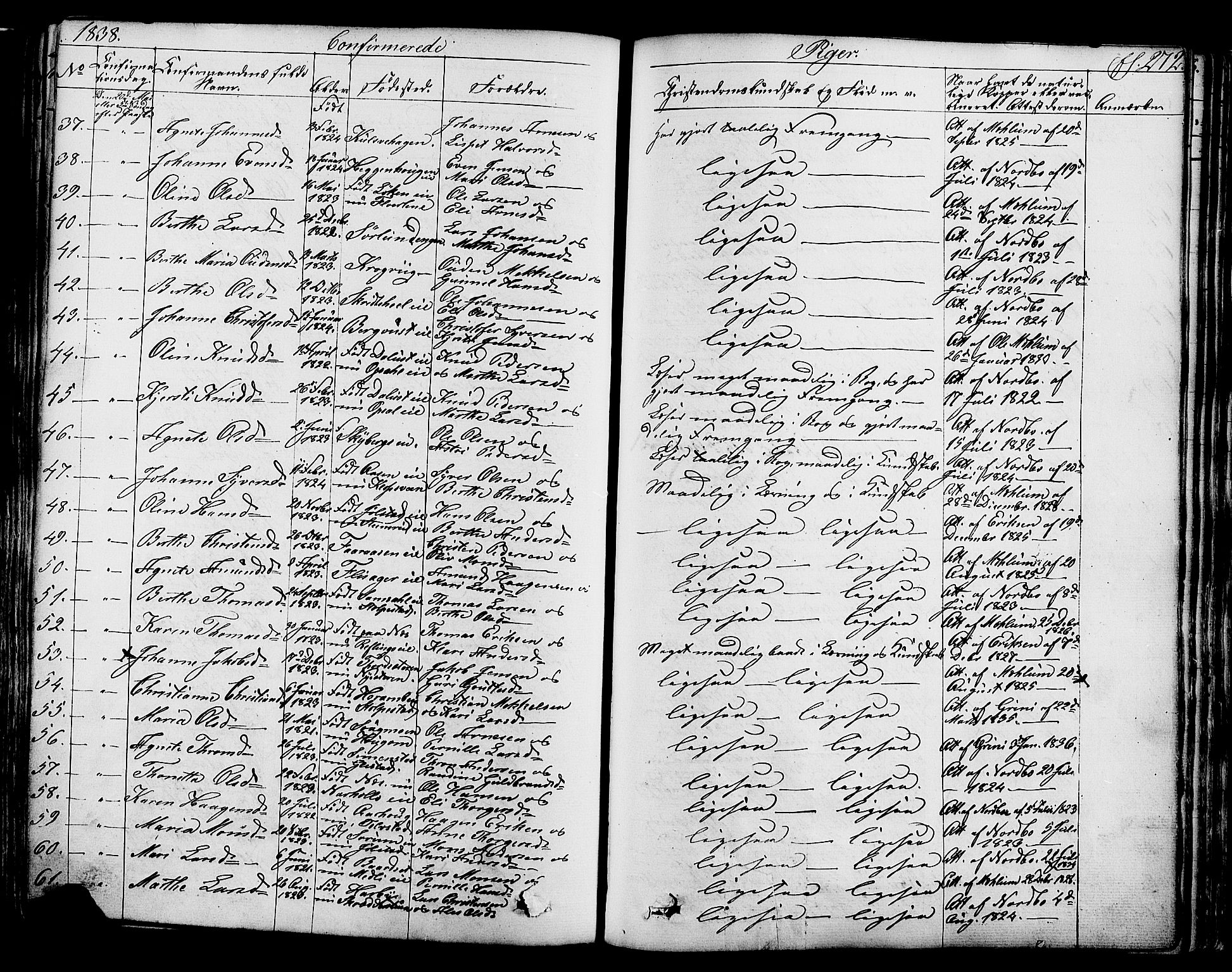 Ringsaker prestekontor, AV/SAH-PREST-014/K/Ka/L0008: Parish register (official) no. 8, 1837-1850, p. 272