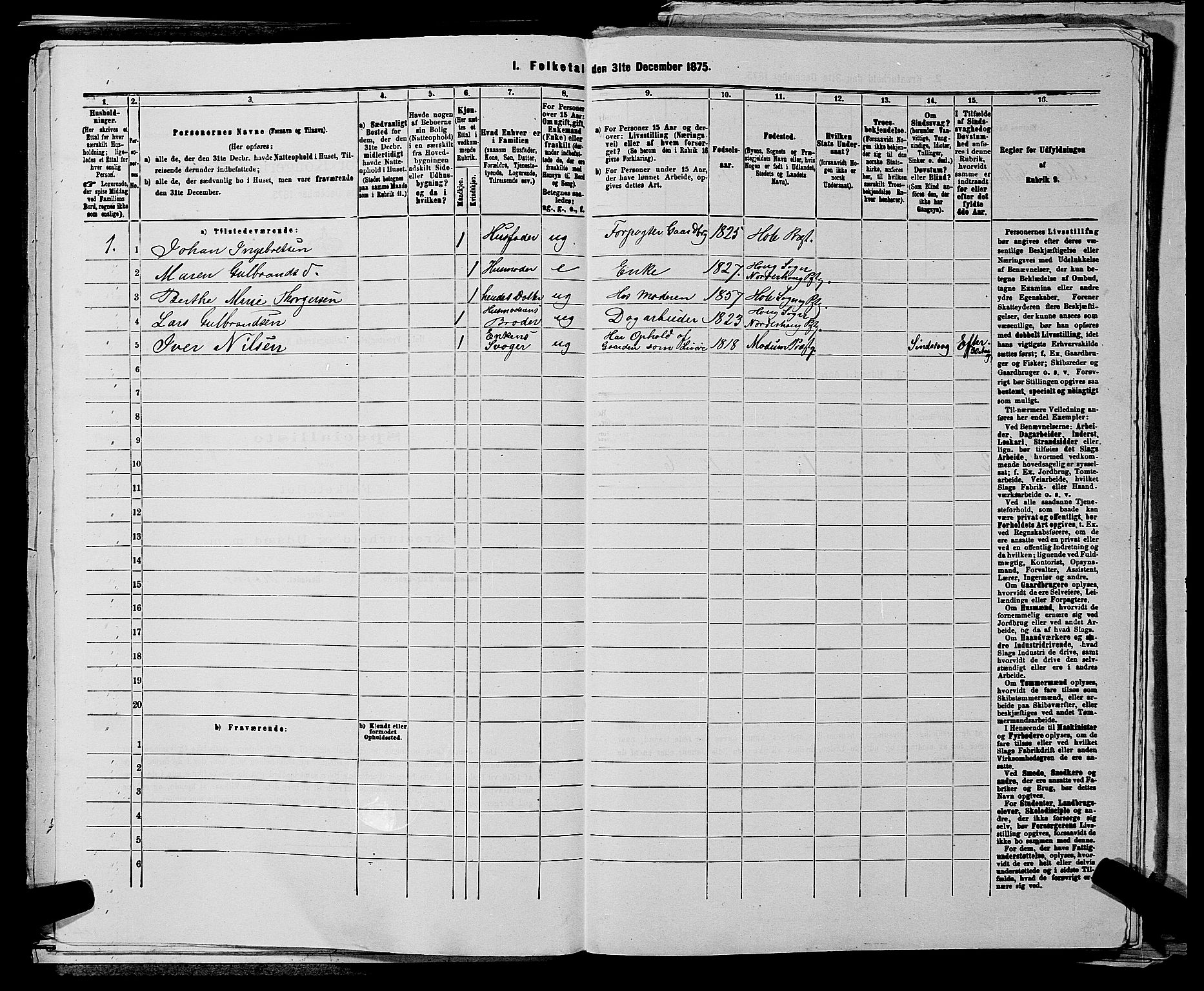 SAKO, 1875 census for 0612P Hole, 1875, p. 1049