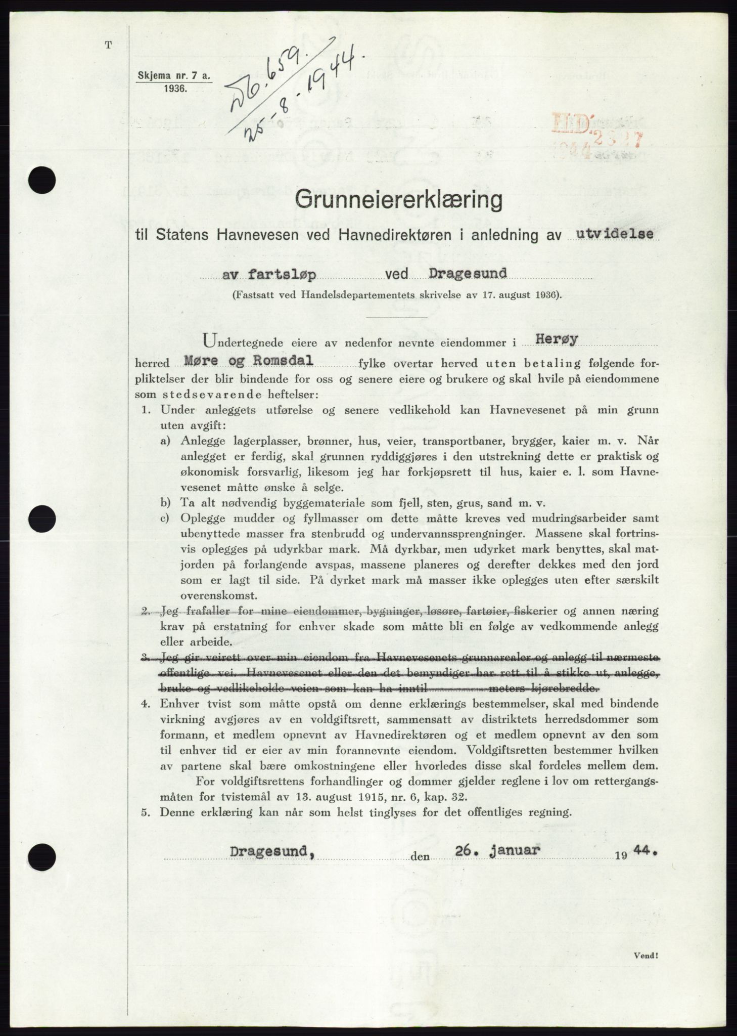 Søre Sunnmøre sorenskriveri, AV/SAT-A-4122/1/2/2C/L0076: Mortgage book no. 2A, 1943-1944, Diary no: : 659/1944