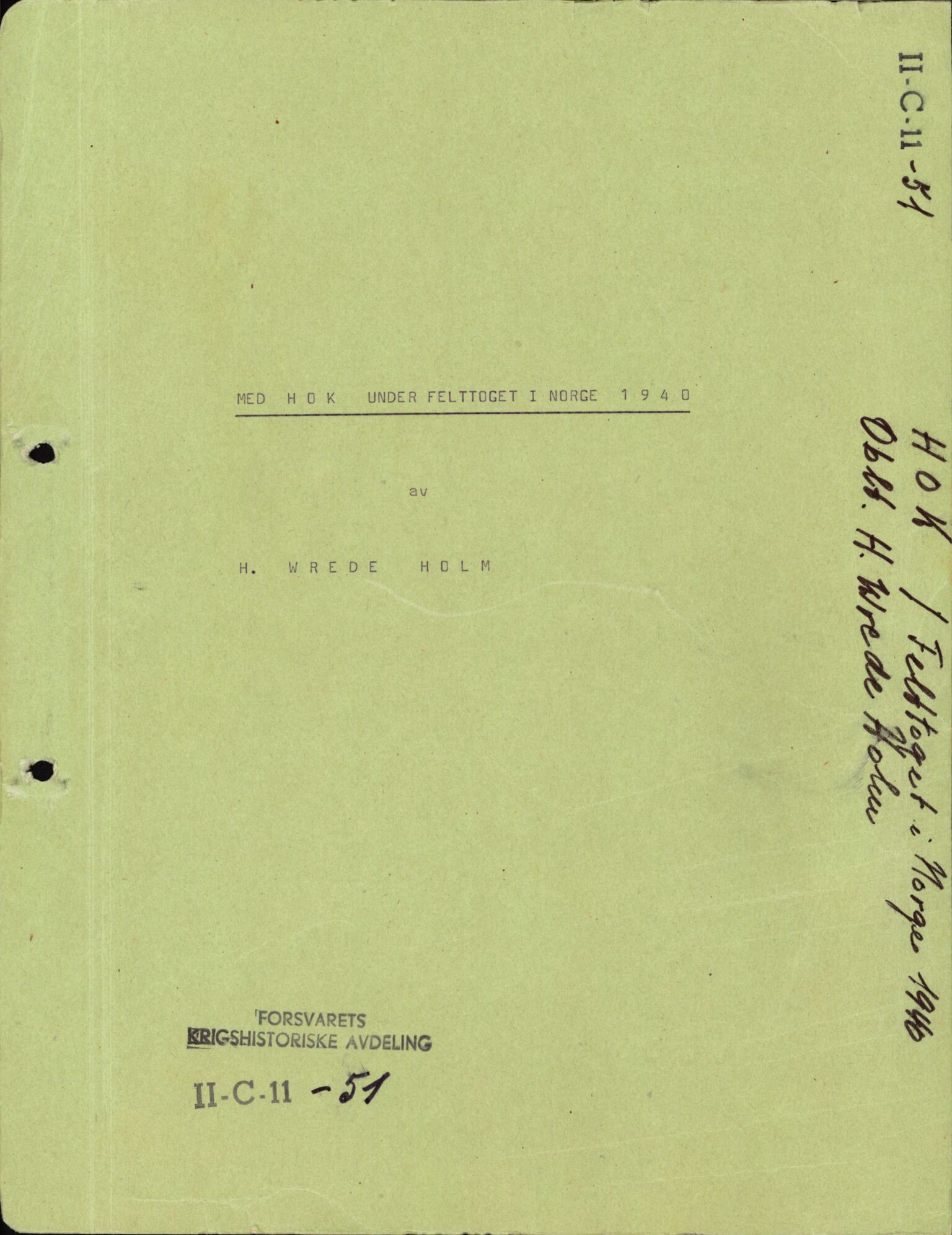 Forsvaret, Forsvarets krigshistoriske avdeling, AV/RA-RAFA-2017/Y/Ya/L0031: II-C-11-51 - Hærens overkommando, 1940, p. 766