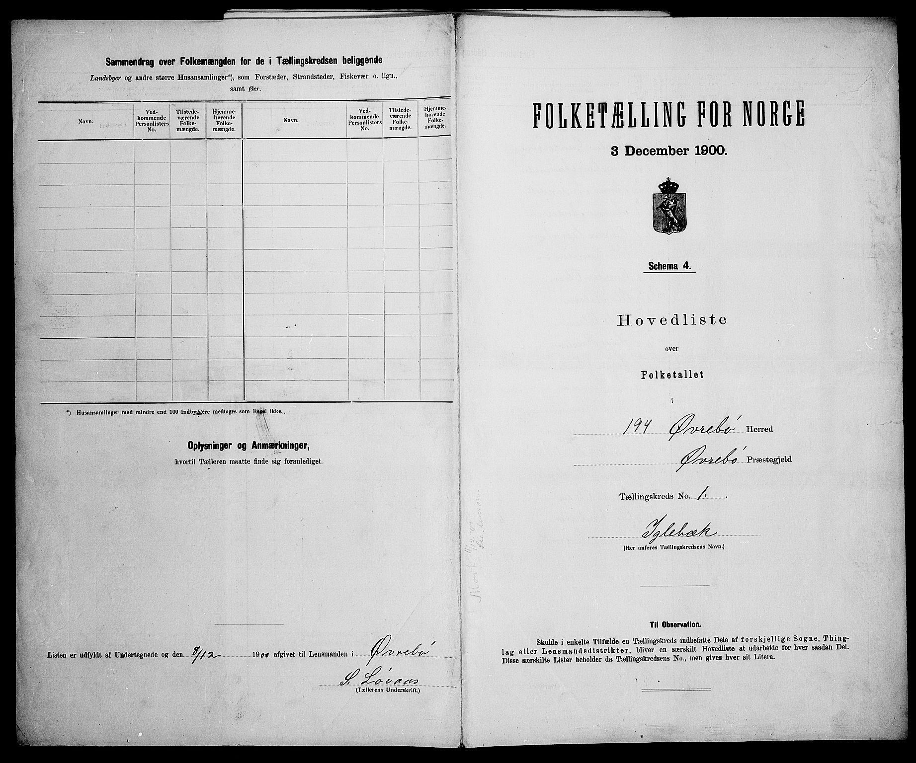 SAK, 1900 census for Øvrebø, 1900, p. 13